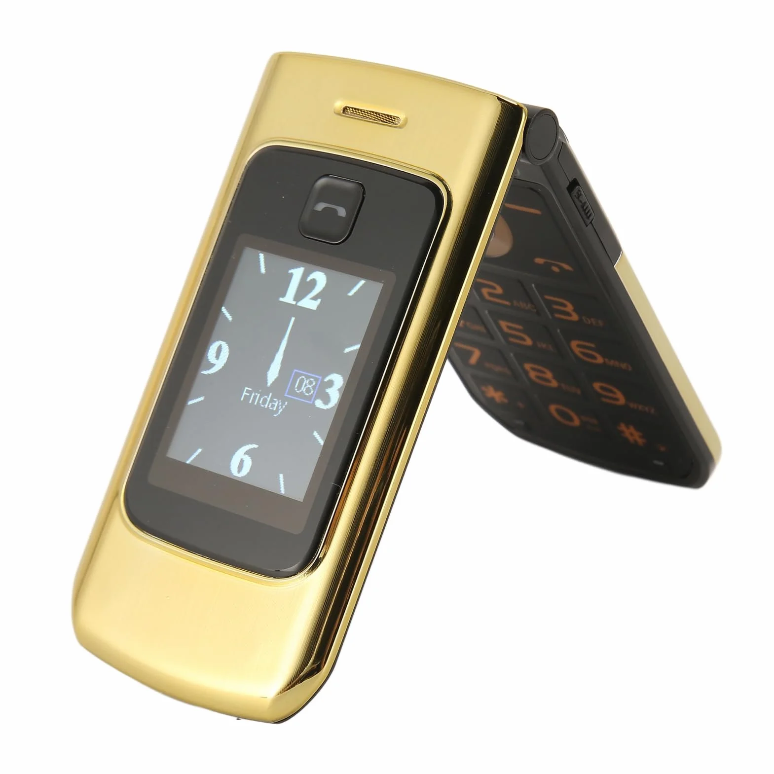 Generic YEEMI K21+ Telefon Komórkowy z klapką 4G i Dużym Przyciskiem z Podwójnym Ekranem dla Seniorów, Podstawowy Telefon Komórkowy z baterią 4800 MAh dla Osób Starszych (GOLD)