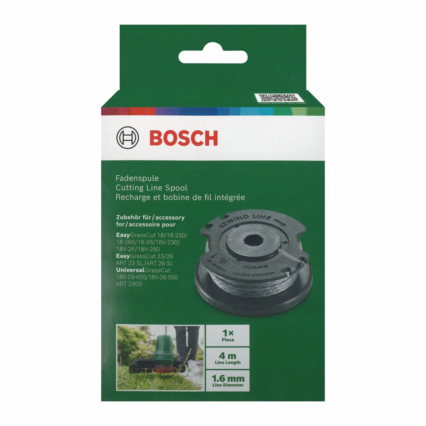 Bosch szpula żyłki EasyGrassCut (długość: 4 m, grubość: 1,6 mm, nadaje się do podkaszarki akumulatorowej EasyGrassCut)