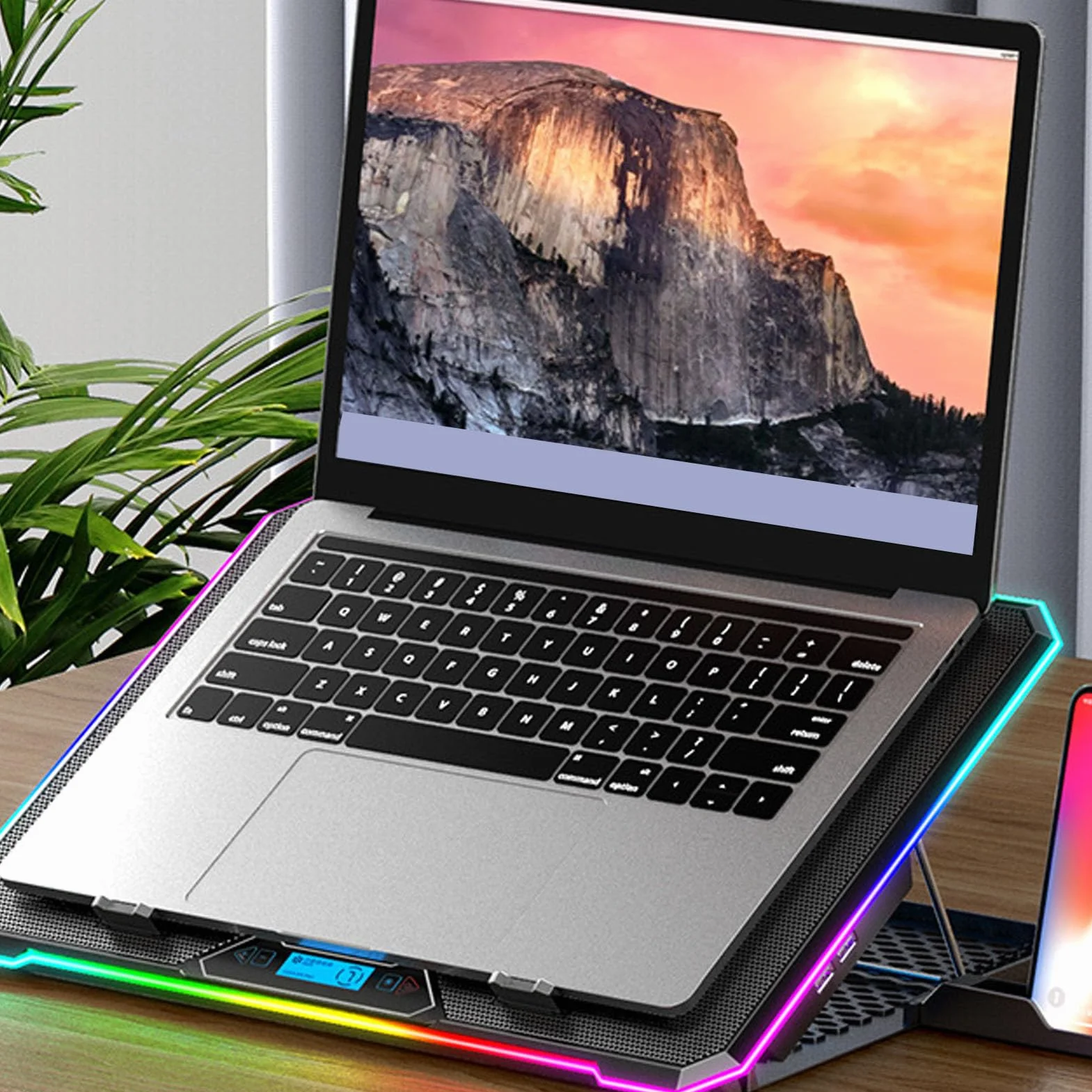 Generic Podkładka Chłodząca do Laptopa do Gier Wydajna Cicha 5 Regulowanych Prędkości Wentylatora Światła RGB dla Graczy Komputery 12-19" Stop Aluminium Materiał ABS (14 fanów)