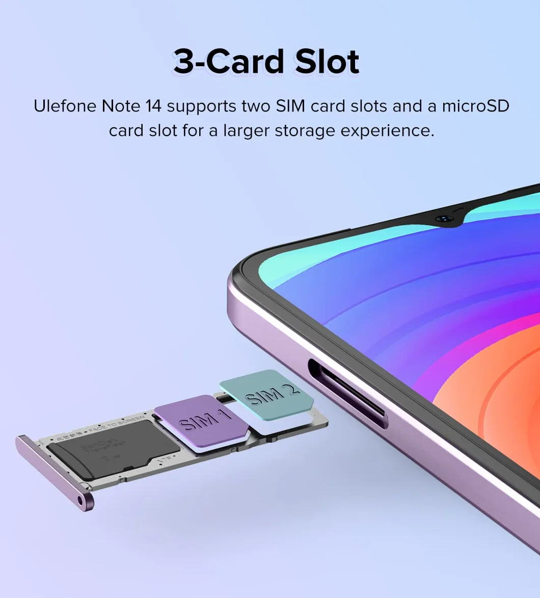 Ulefone Telefon komórkowy 4G Android 12 Note 14 (64 GB), 3 gniazda na karty, 4 GB 64 GB, smartfon z podwójną kartą SIM, 6,52 cala HD, 13 MP 5 MP, bateria 4500 mAh, GPS Face Unlock zielony
