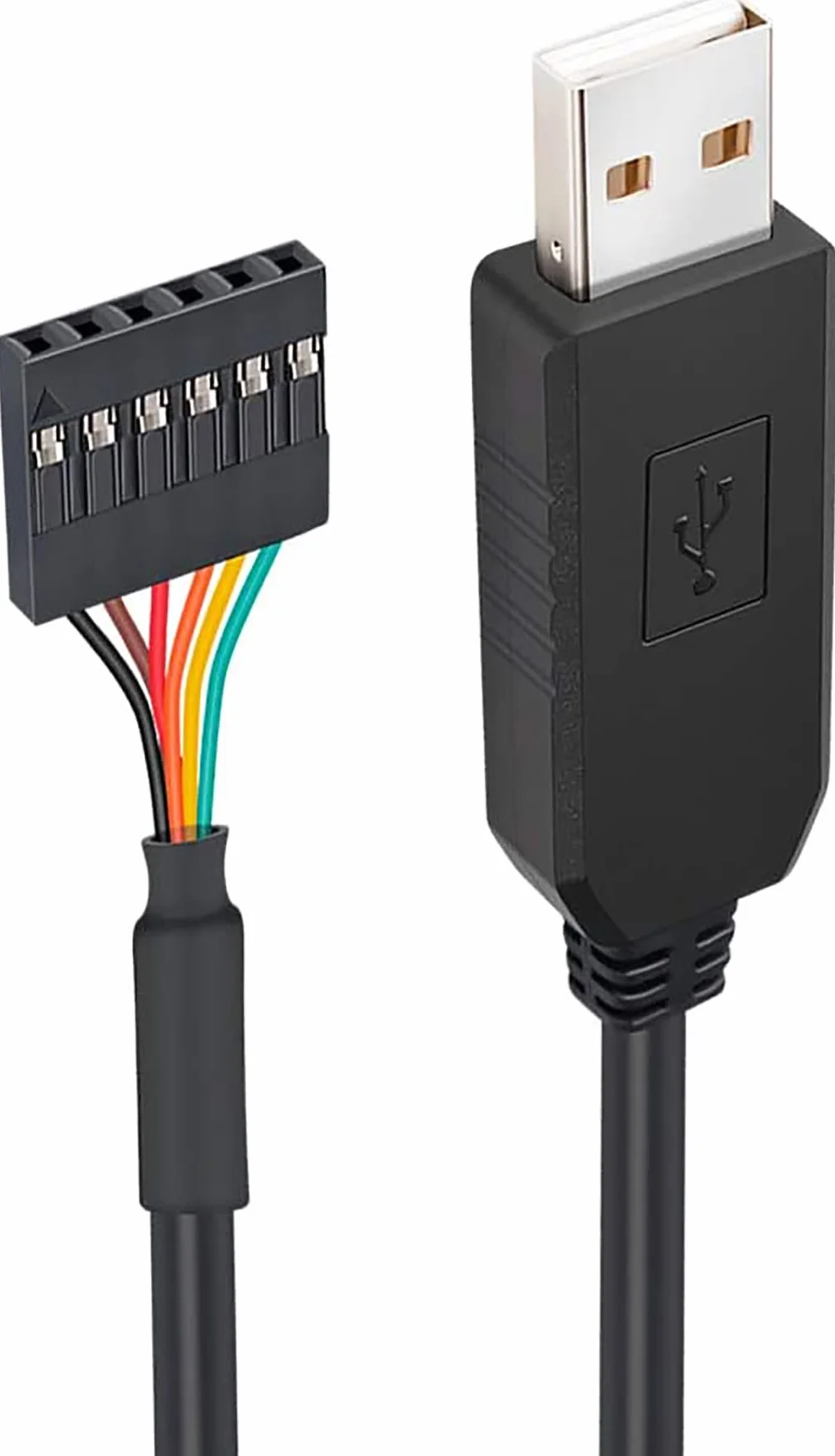 DTECH FTDI USB do TTL Adapter szeregowy 5V UART kabel 6 Pin gniazdo Header FT232RL Chip kabel danych dla Windows 10 8 7 Linux MAC OS (1 metr, Czarny)