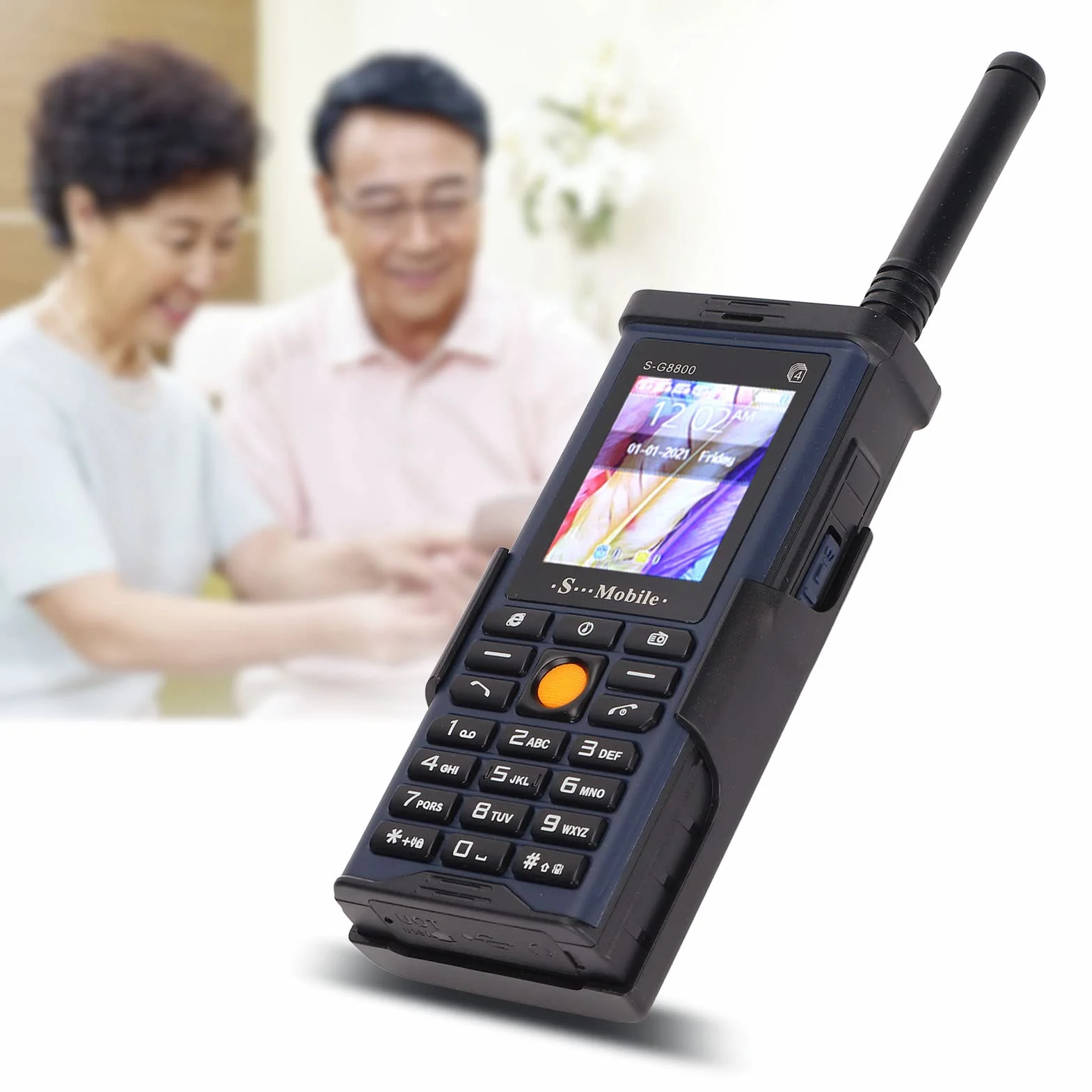 Odblokowany Telefon Komórkowy dla Seniorów, 2G Big Button Senior Cell Phone ze zdejmowaną anteną, Głośna głośność, Latarka, 4 Karty SIM do 16 GB, pojemność 2400 MAh, łatwy w