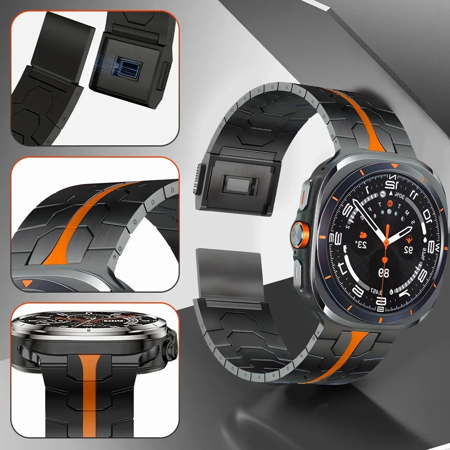 Magnetyczne zapięcie pasek ze stali nierdzewnej do Samsung Galaxy Watch 7 Ultra 47 mm luksusowa metalowa opaska na nadgarstek do Galaxy Watch Ultra paski do zegarków