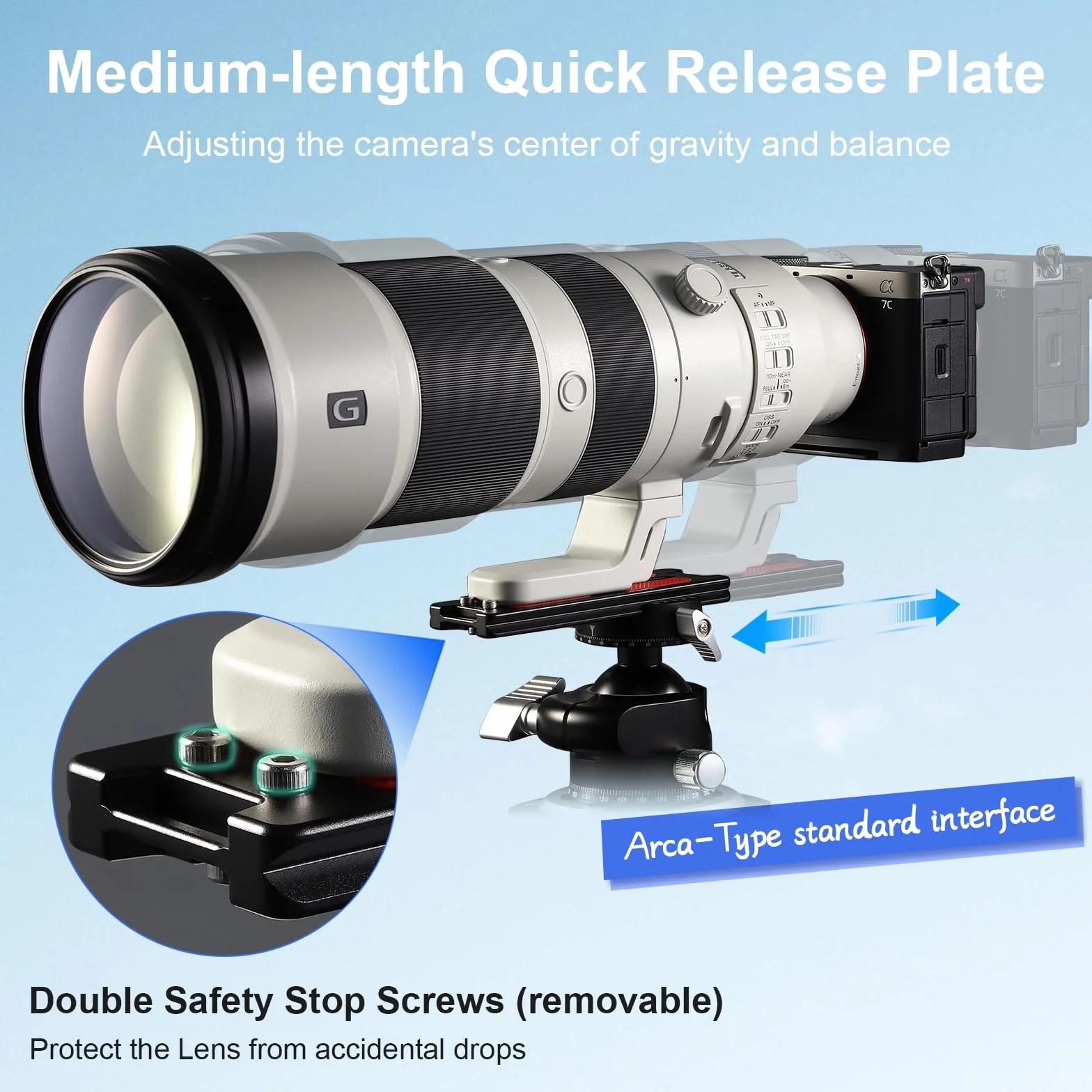 Haoge HQR-127 Statyw Arca Płyty 127 mm Uniwersalny Arca Swiss Quick Release Plate do obiektywu Głowica kulowa statywu z ręcznie regulowaną śrubą ze stali nierdzewnej 1/10.2 cm i 3/20.3 cm wbudowany