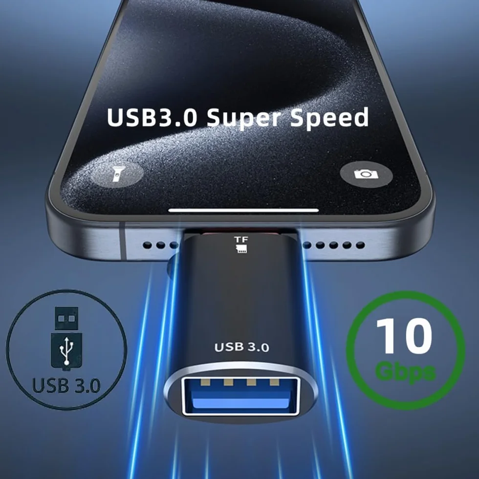 CY Adapter 10Gbps USB-C na USB 3.0 gniazdo OTG i czytnik kart TF Micro-SD do laptopa, tabletu, telefonu