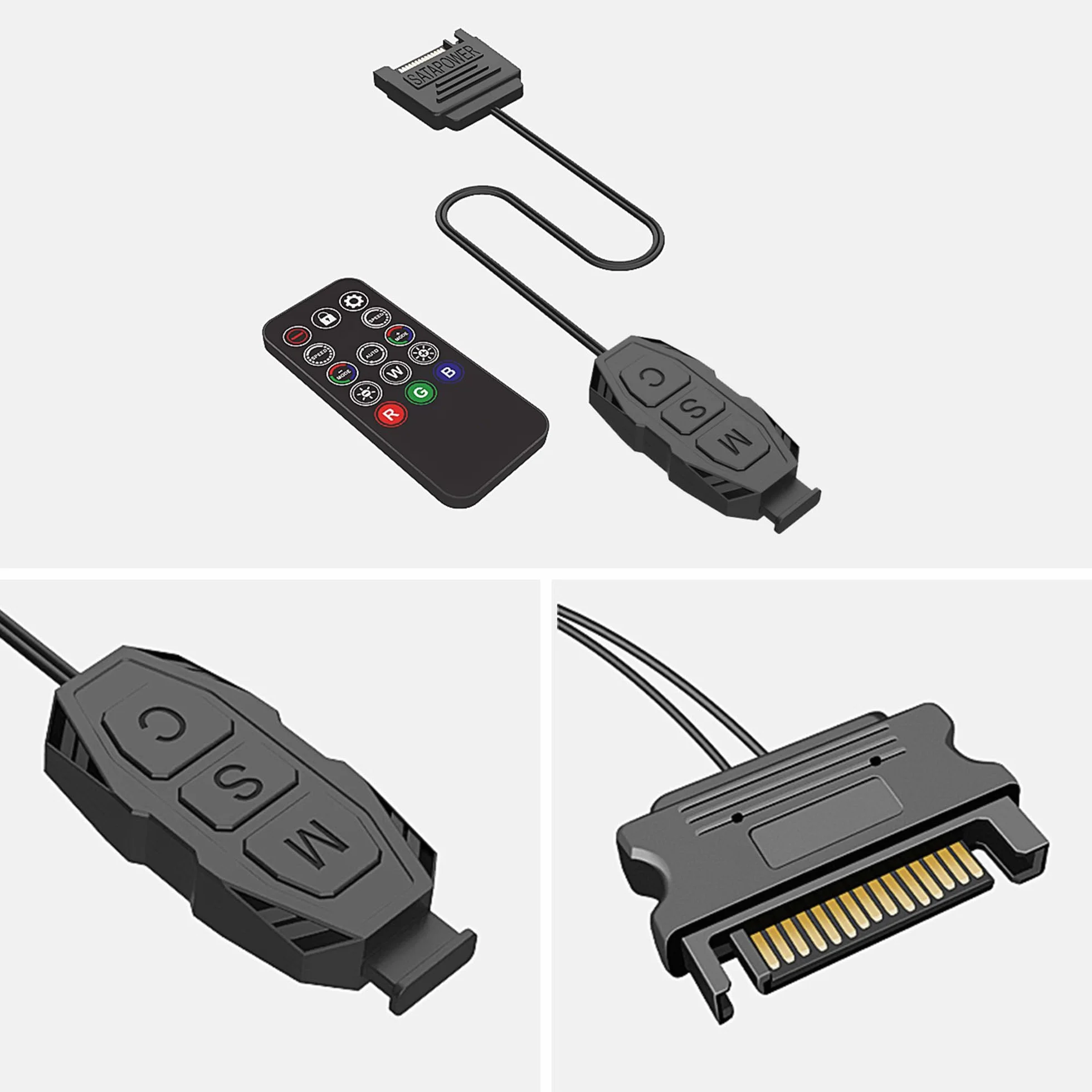 Kontroler ARGB 5V 3-pinowy RGB, wbudowany tryb oświetlenia, zasilacz SATA, 14 przycisków, bezprzewodowy zdalny przełącznik