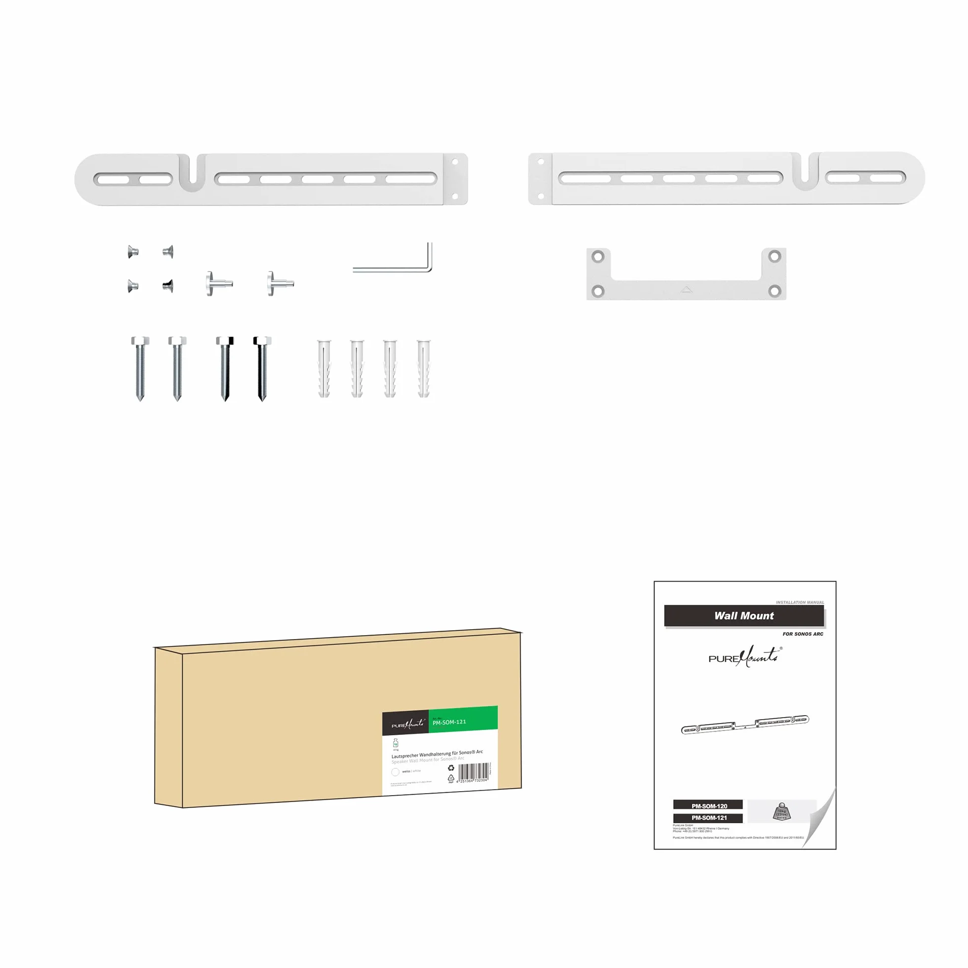 PureMounts, Uchwyt ścienny do Sonos ARC, ARC Ultra, biały