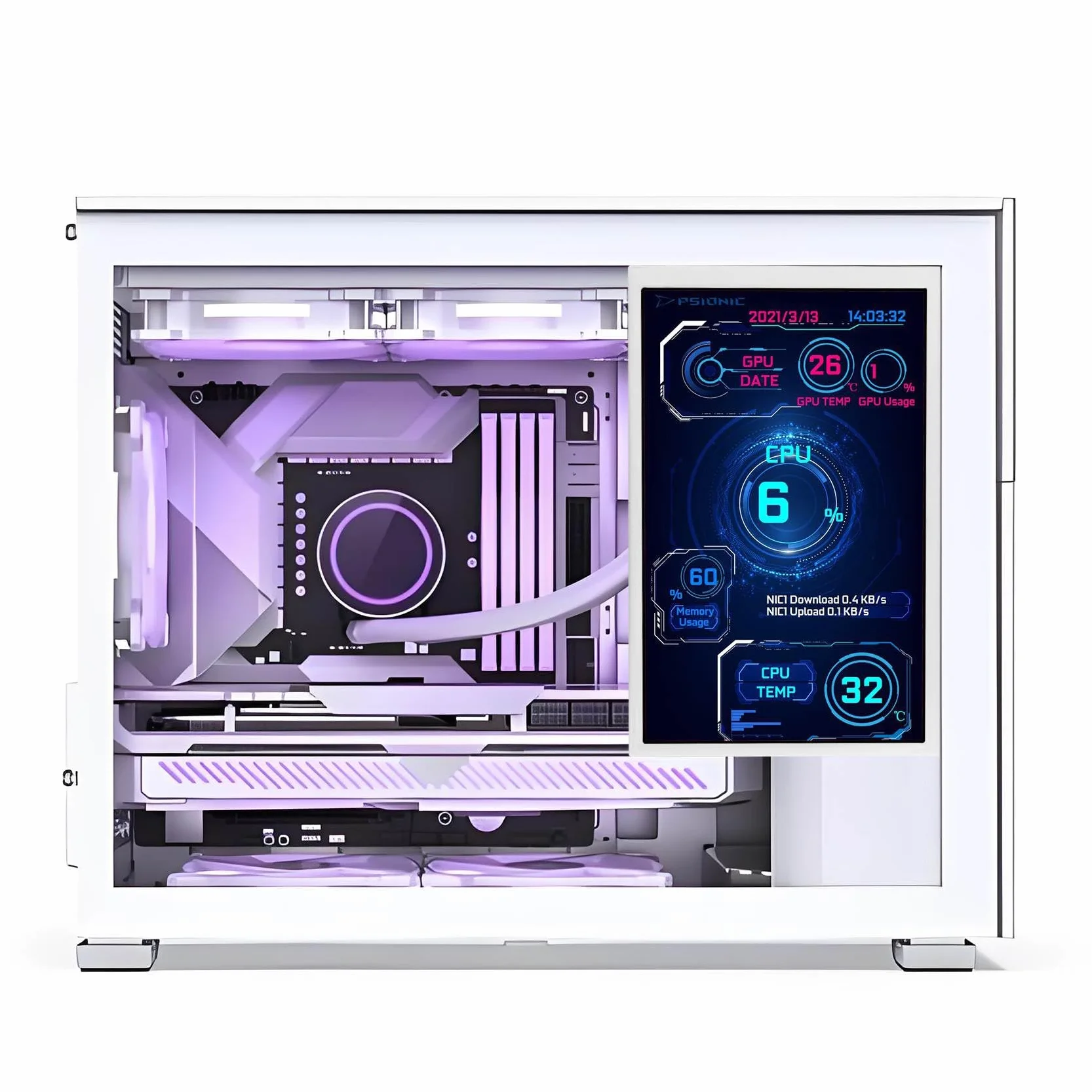 VSDISPLAY Przenośny biały 8-calowy wyświetlacz IPS LCD 800x1280 | do monitora obudowy komputera, obsługiwany dynamiczny motyw