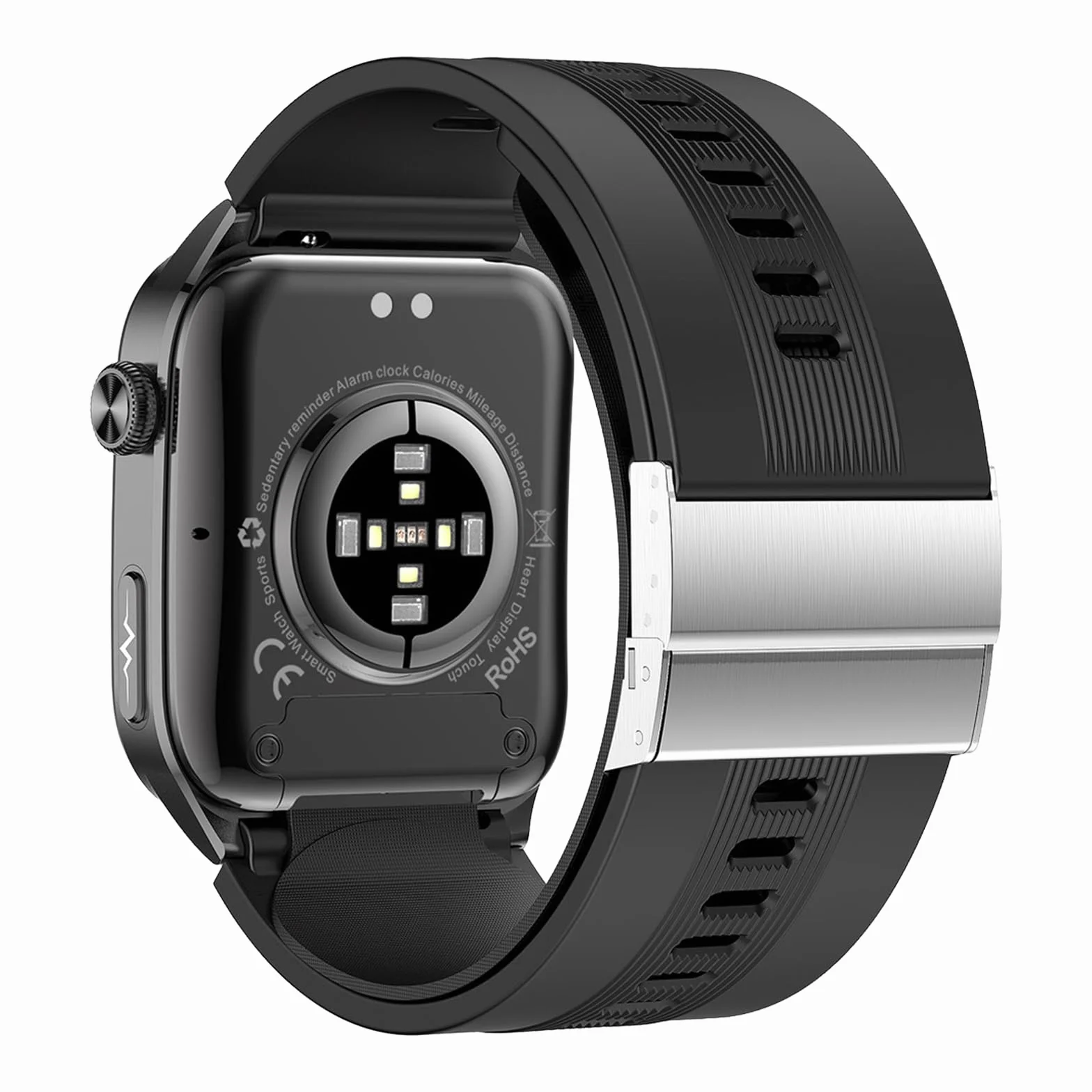 Knauermann PRO 4 Air (2026) Smartwatch i tracker fitness dla kobiet i mężczyzn, AMOLED zawsze włączony, IP66, Bluetooth 5.3, bateria do 25 dni, Android i iOS, czarny, kwadratowy, silikonowy pasek
