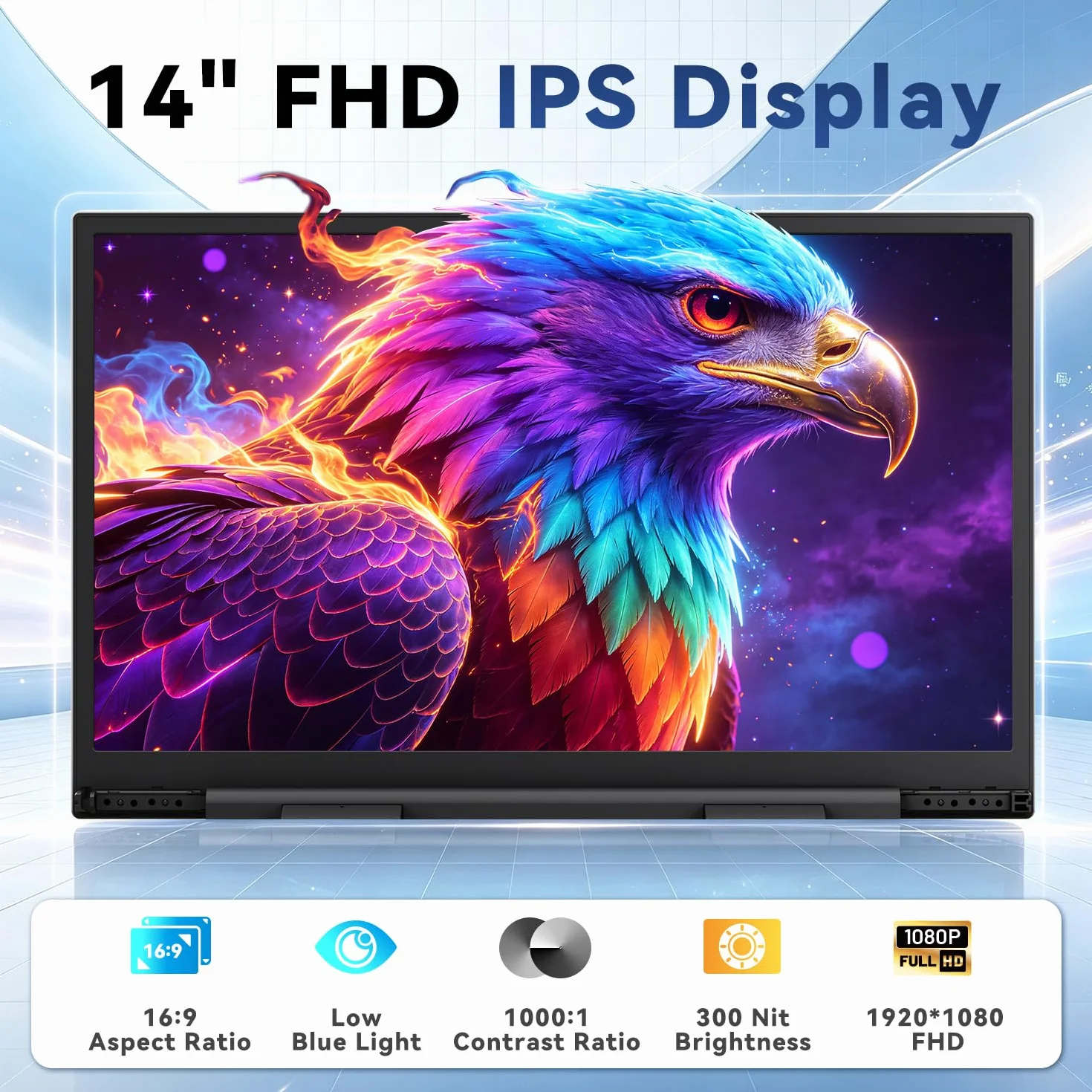 Teamgee Przedłużacz ekranu laptopa 35.6 cm, 1080P FHD IPS przenośny monitor do laptopa, Plug & Play, podwójny ekran, współpracuje z laptopami 33.0 cm-43.2 cm dla Mac Windows Chrome