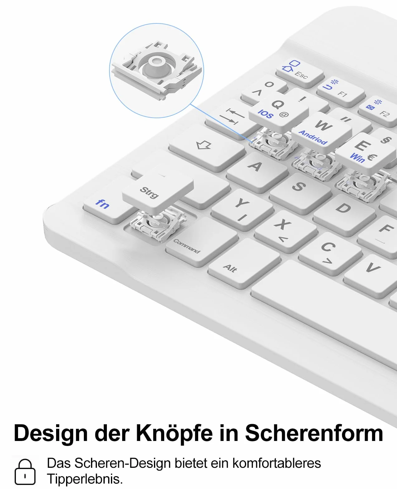 SENGBIRCH Etui do iPad 10. generacji 2022/11. Gen A16 2025 - QWERTZ niemiecka klawiatura z otworem na długopis, bezprzewodowa zdejmowana folia