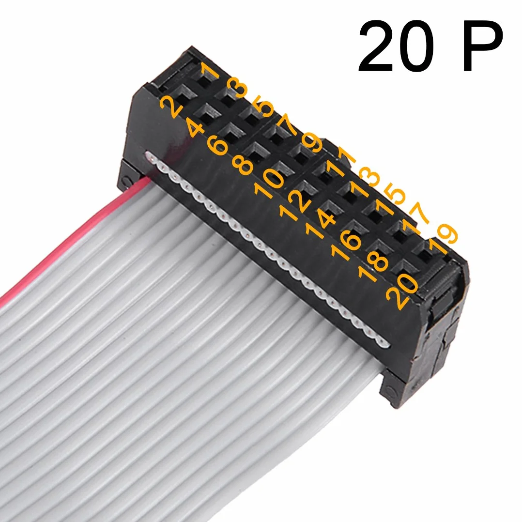 sourcing map IDC 20 pinów 30 cm Krok 2,54mm Złącze żeńskie Płaski kabel Wstążka 2,54 mm, 5 sztuk