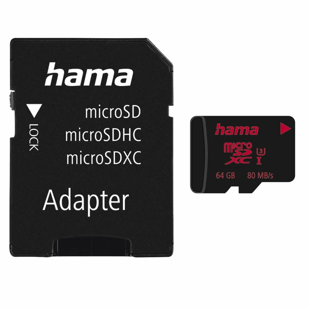 Hama microSDXC 64GB UHS Speed Class 3 UHS-I 80 MB/s + adapter/mobilny