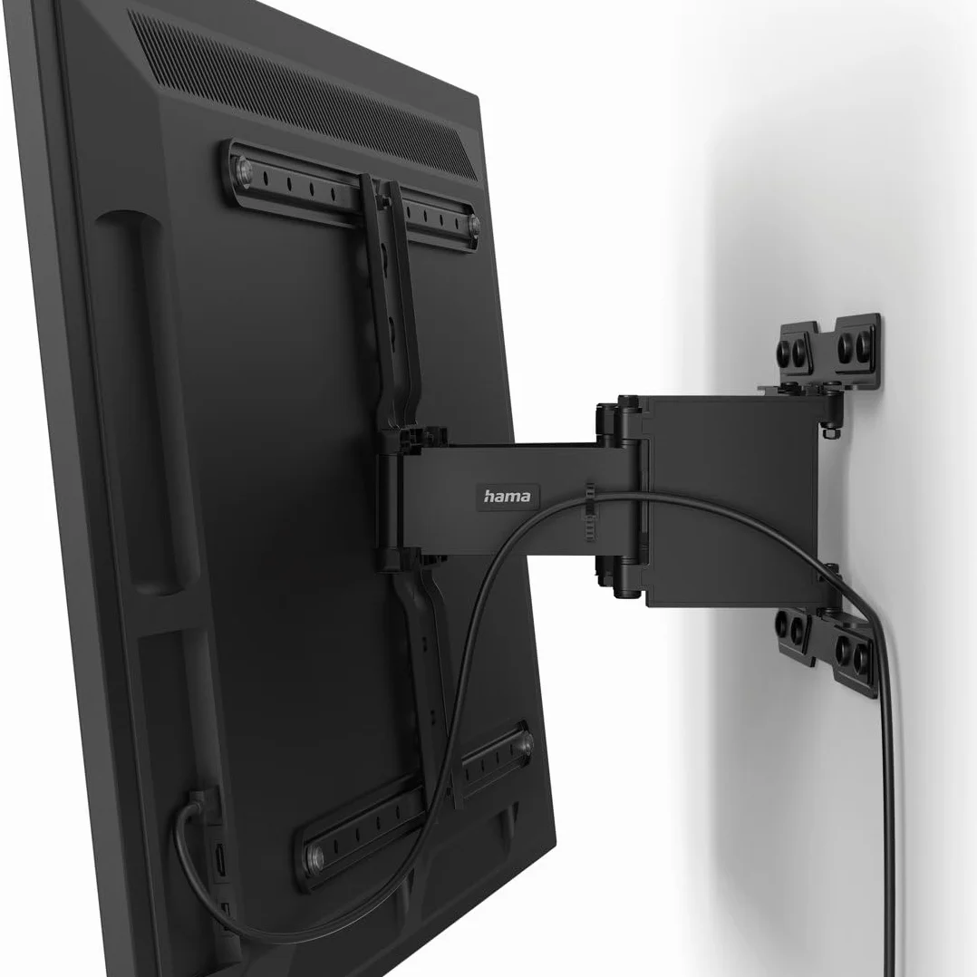 Hama Uchwyt Ścienny do TV LCD/LED, Ruchomy, Fullmotion, Regulacja Kąta Widzenia, System Prowadzenia Kabli, do 90 Cali, VESA 600x400, Czarny