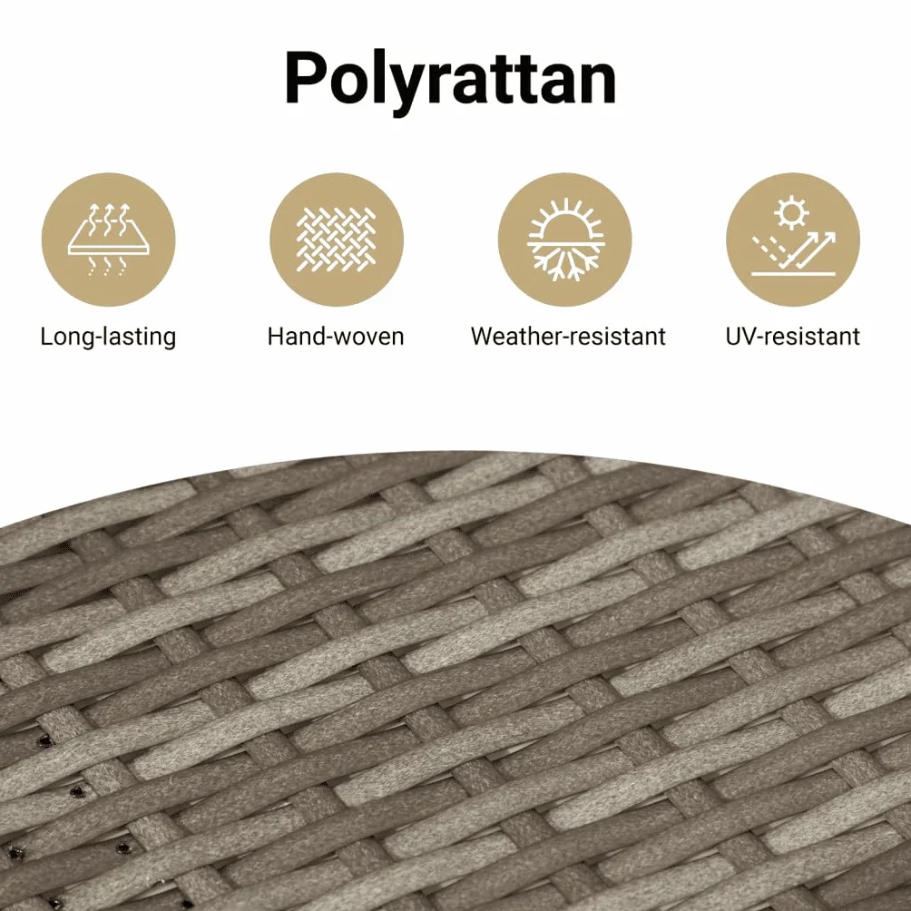Stolik ogrodowy ze szklanym blatem szary 58x27,5x55 cm rattanowy na taras balkon