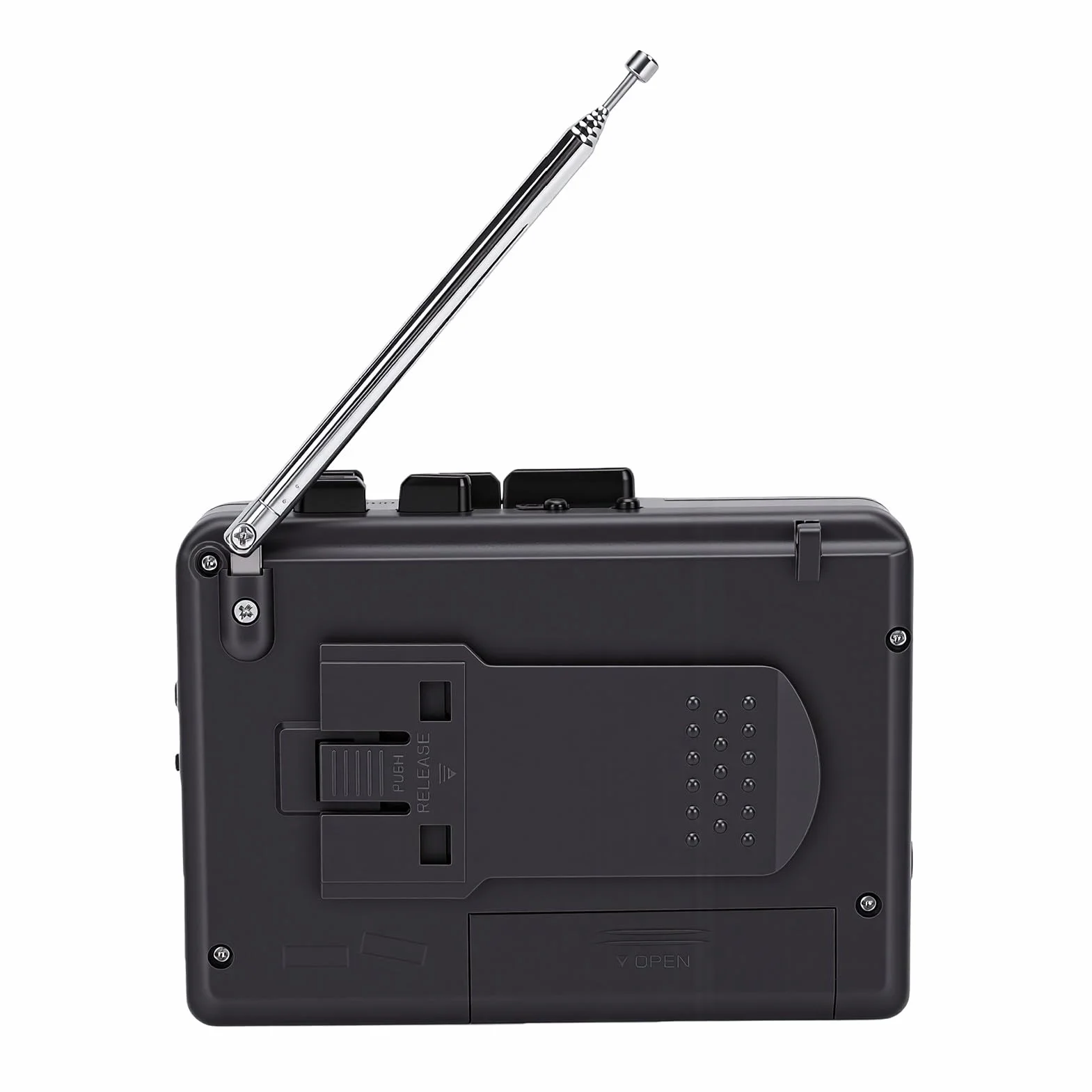 Sxhlseller Odtwarzacz Kasetowy z Radiem AM/FM, Retro Odtwarzacz Taśmowy z Automatycznym Przewijaniem, Vintage Urządzenie Audio z Ekranem LCD i Gniazdem Słuchawkowym 3,5 Mm do Nagrywania