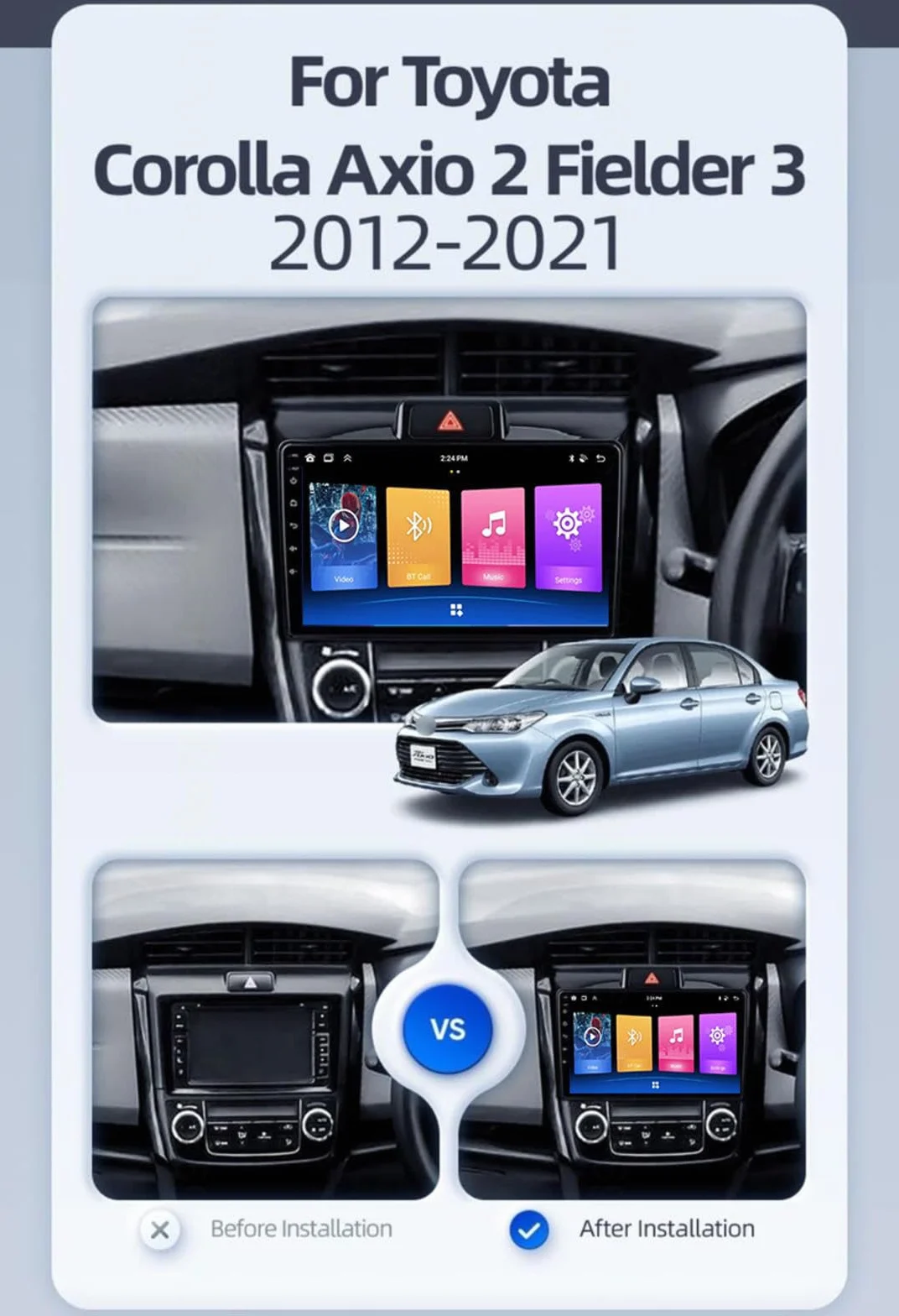 Android 15 Car Stereo 9" Samochód Dla Toyota Corolla Axio 2 Fielder 2012-2021,M112