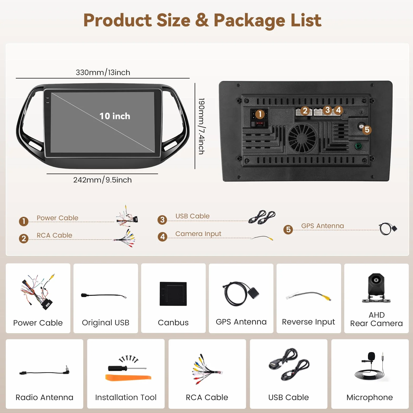 Android 15 4 + 128 G radio samochodowe do Jeep Compass 2017 z ekranem dotykowym 10,1 cala, radio samochodowe 2DIN z bezprzewodowym Carplay Android Auto, FM/RDS Radio BT GPS WiFi kamera cofania
