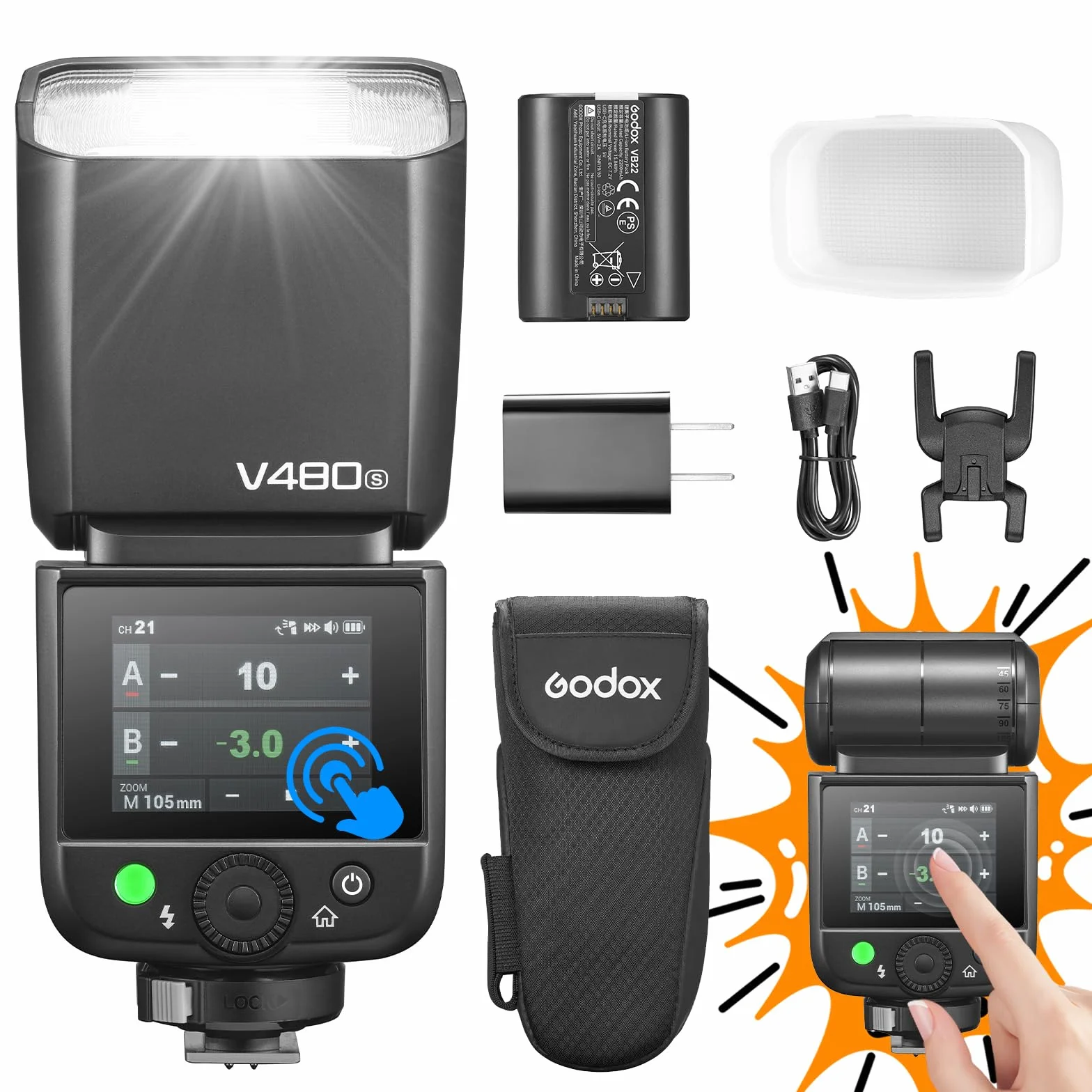 Godox V480S V480-S lampa błyskowa do aparatu Flash Speedlite 7,2 V/2200 mAh TTL GN50 650 lampa błyskowa o pełnej mocy do kamer Sony