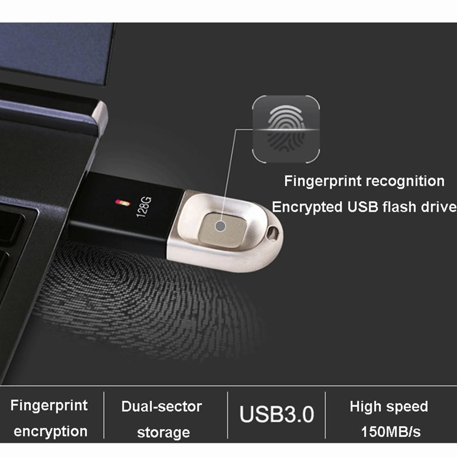Szyfrowanie dysku odcisków palców U B 3.0 dysk flash przenośna szybka pamięć identyfikacyjna dysk U do smartfona PC Laptop,32G