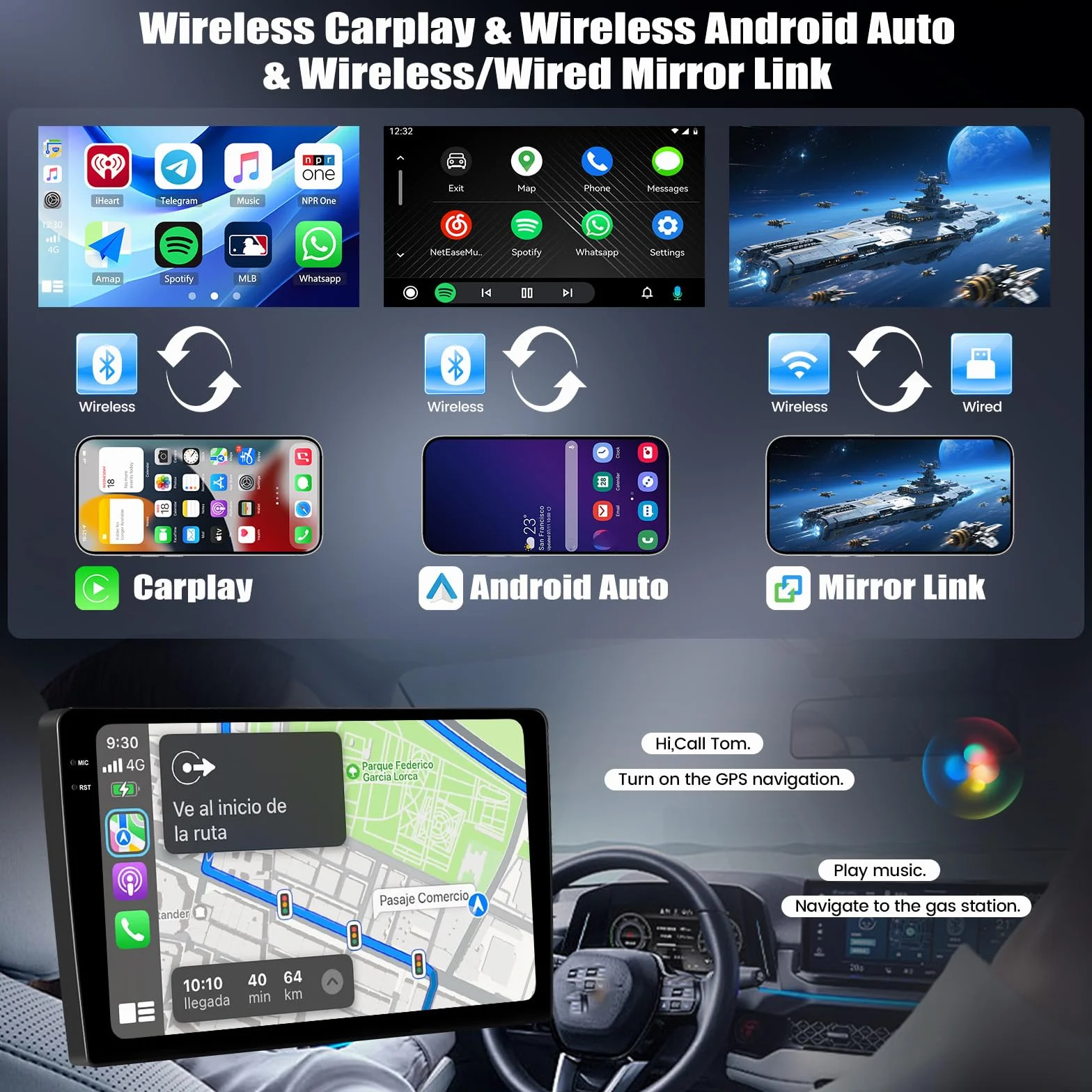 CAMECHO 4+64G M Android 15 Navi radio samochodowe