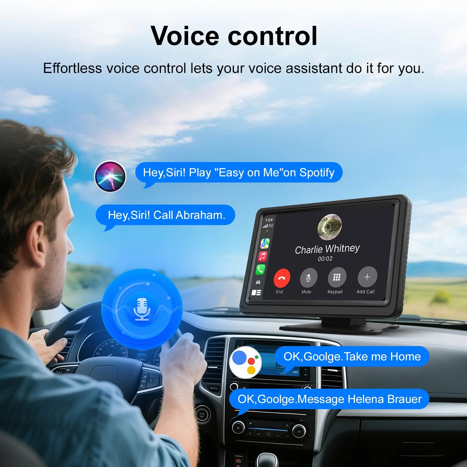 7-calowy bezprzewodowy wyświetlacz CarPlay i Android Auto Display Carplay, radio samochodowe, Plug & Play, przenośne radio samochodowe z ekranem, nawigacja GPS, Bluetooth 5.0, Mirror Link, sterowanie