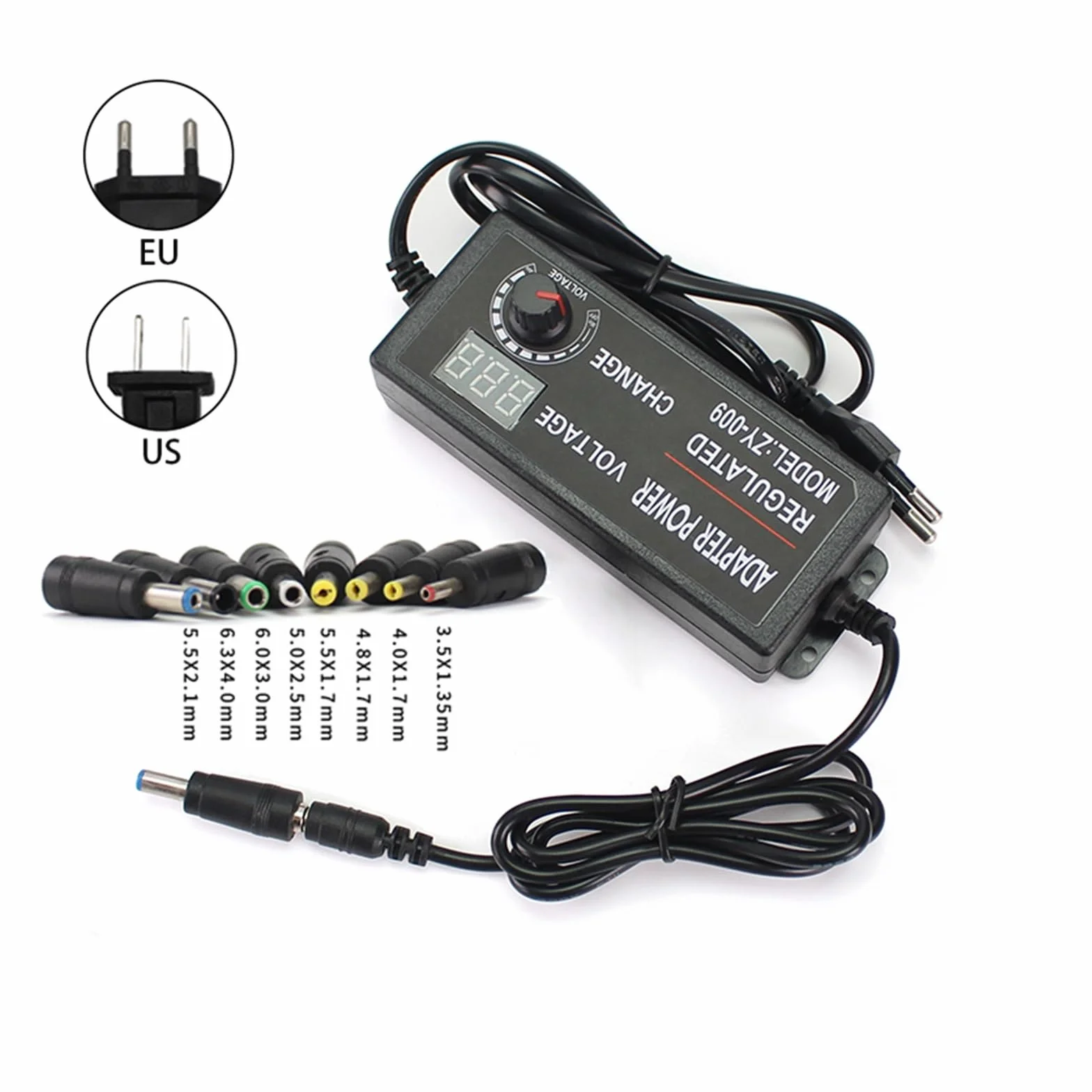 AC DC 220 V na 3 V, 5 V, 6 V, 9 V, 12 V, 15 V, 18 V, 24 V, regulowany zasilacz, 12 V, 2 A, 3 A, 5 A, zasilacz sieciowy, adapter 12 V (kolor: tylko adapter zasilania, rozmiar: 3 V - 24 V 2A_EU)