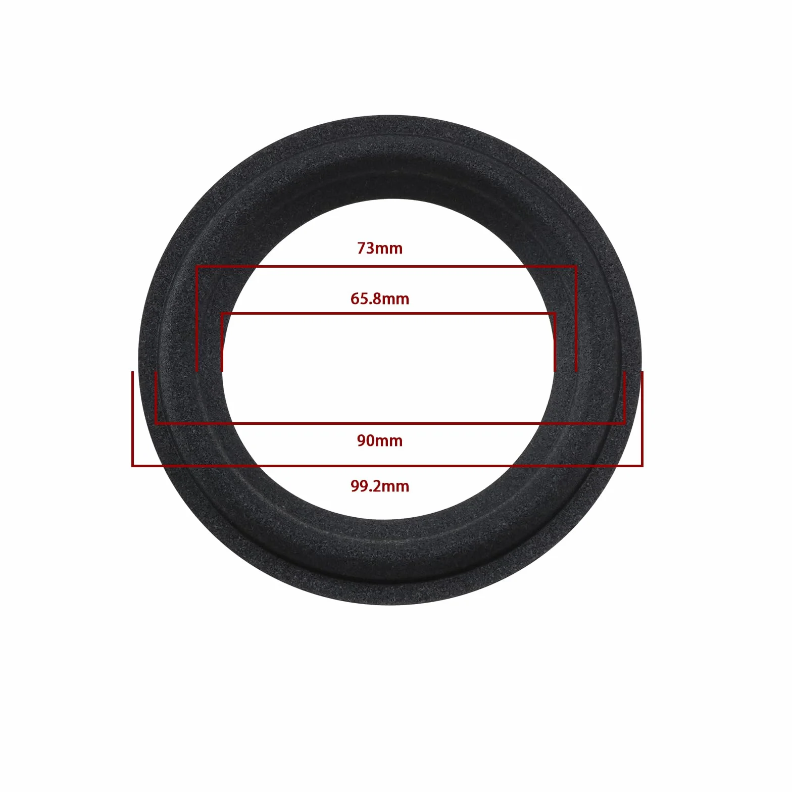 4-calowa pianka krawędź głośnika surround część zamienna zestaw naprawczy średnica wewnętrzna 65,8 mm zewnętrzna 99,2 mm czarny