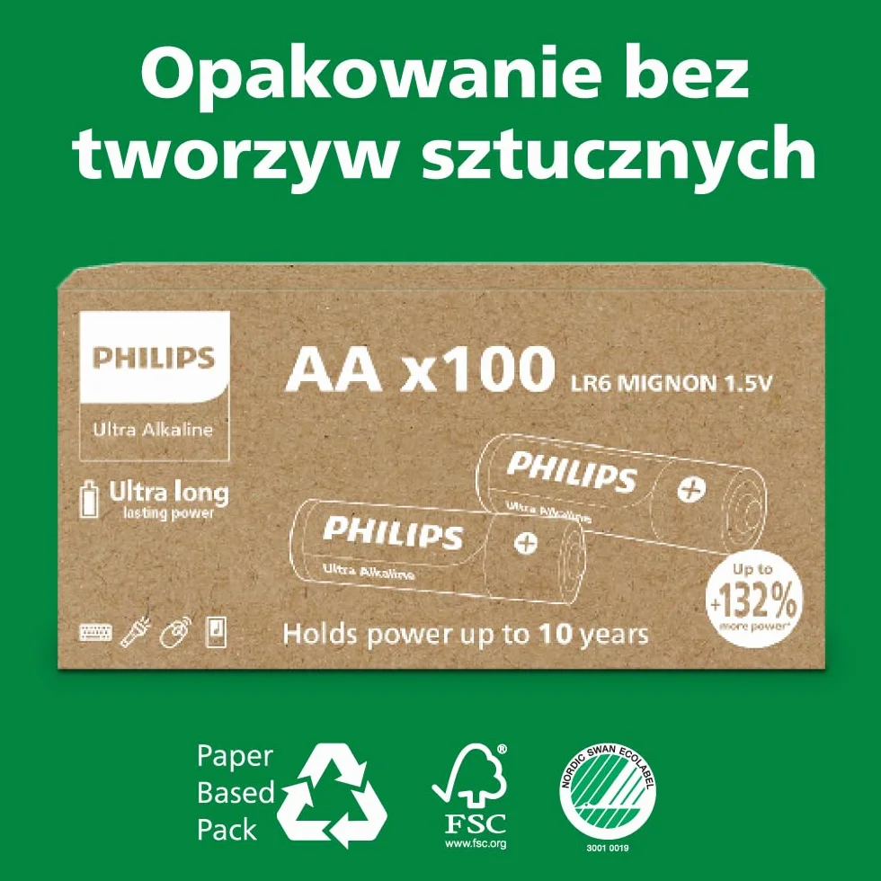 Philips Ultra baterie alkaliczne AAA – niezawodne do pilotów, zabawek i małych gadżetów, 40 sztuk