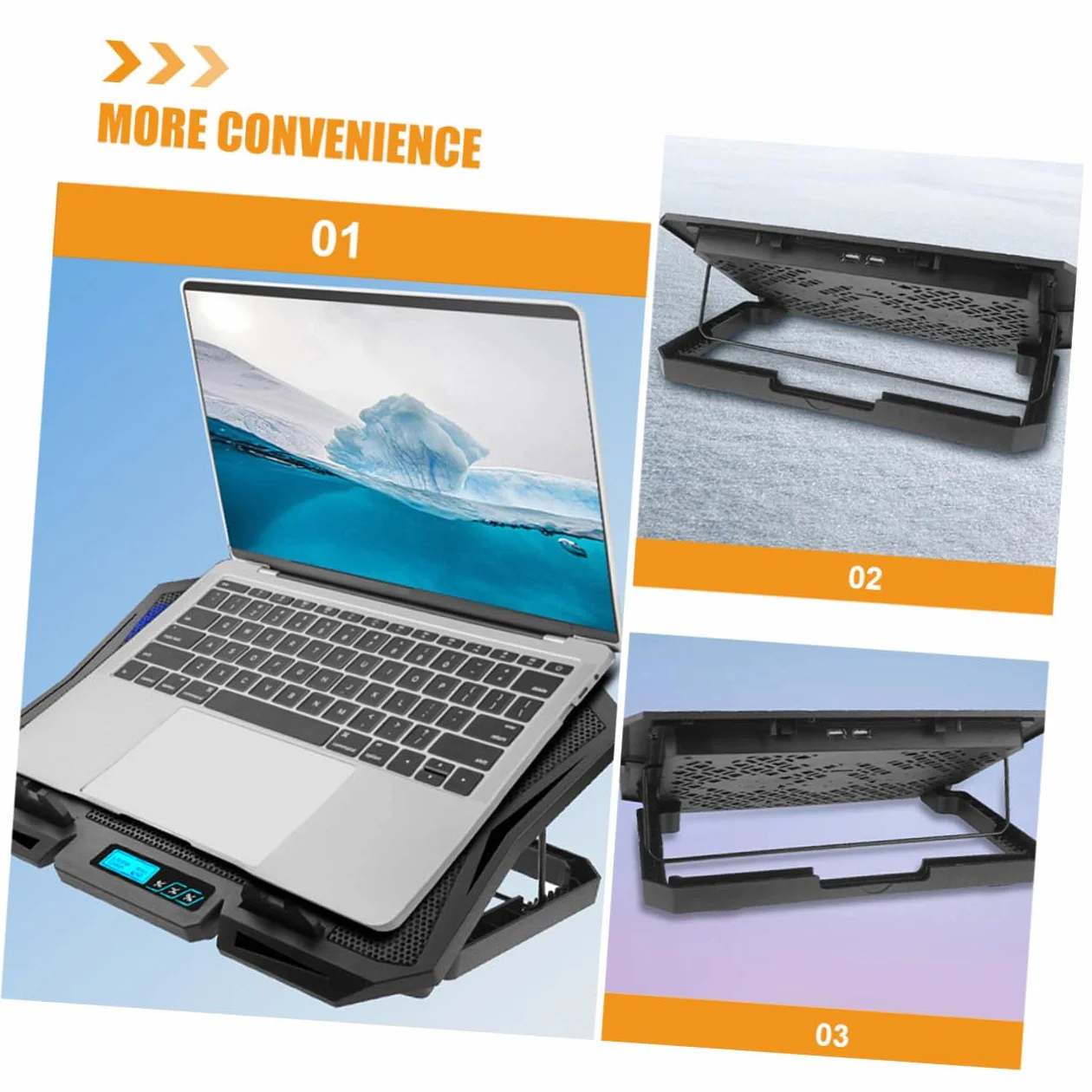 Regulowany Stojak pod Laptop z Wentylatorem Chłodzącym Stabilna Podstawka Pc Cooler z Portem USB Przenośny i Cichy Laptop Fan Cooling Pad Idealny Do Pracy i Podróży