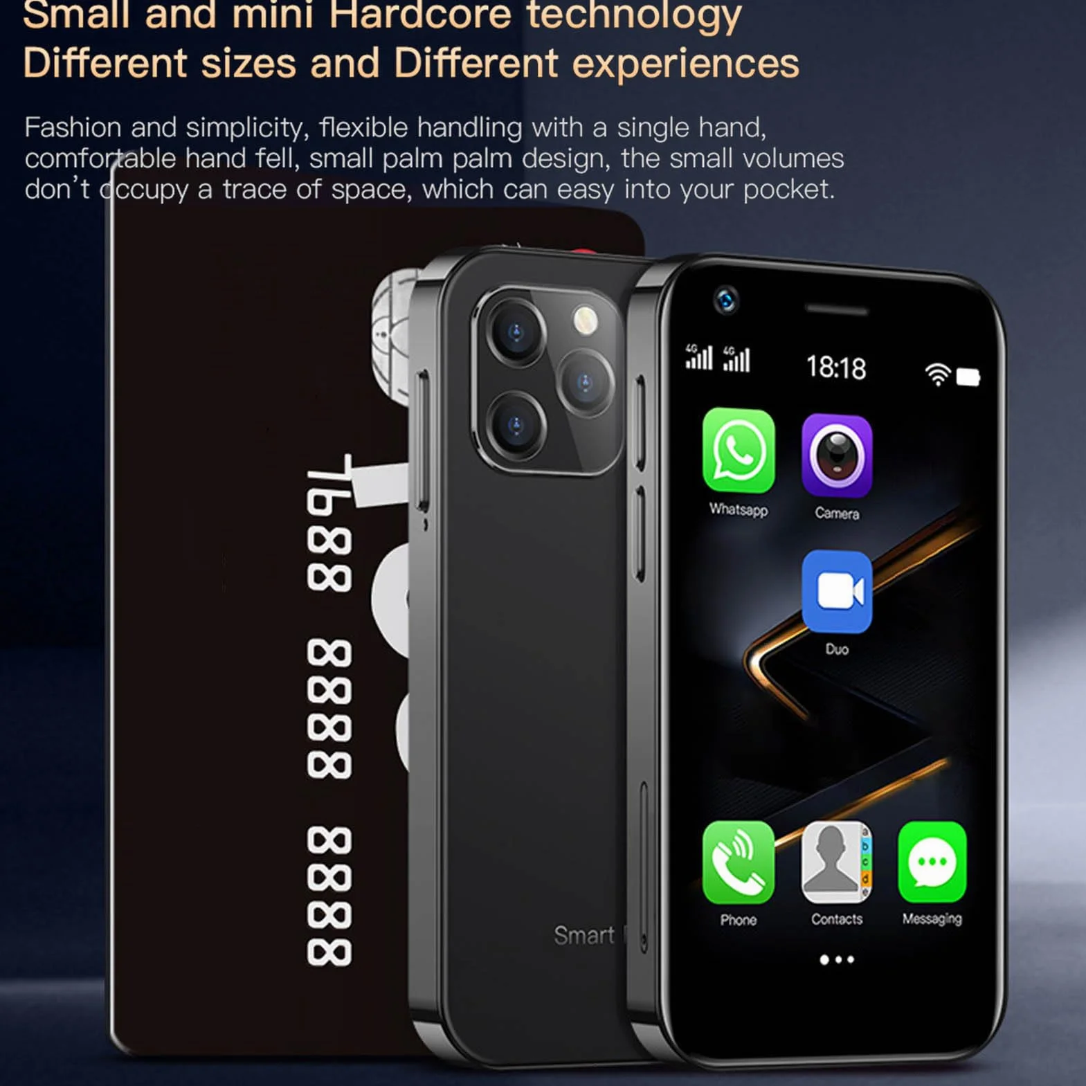 Smartfon SOYES XS12 Pro Mini 4G, 3,0-calowy Wyświetlacz 4 GB RAM i 64 GB ROM, Telefon Komórkowy Dual Sim, Bateria 2000 MAh, Kieszonkowy Telefon Komórkowy 5 MP + 13 MP dla (Sakura