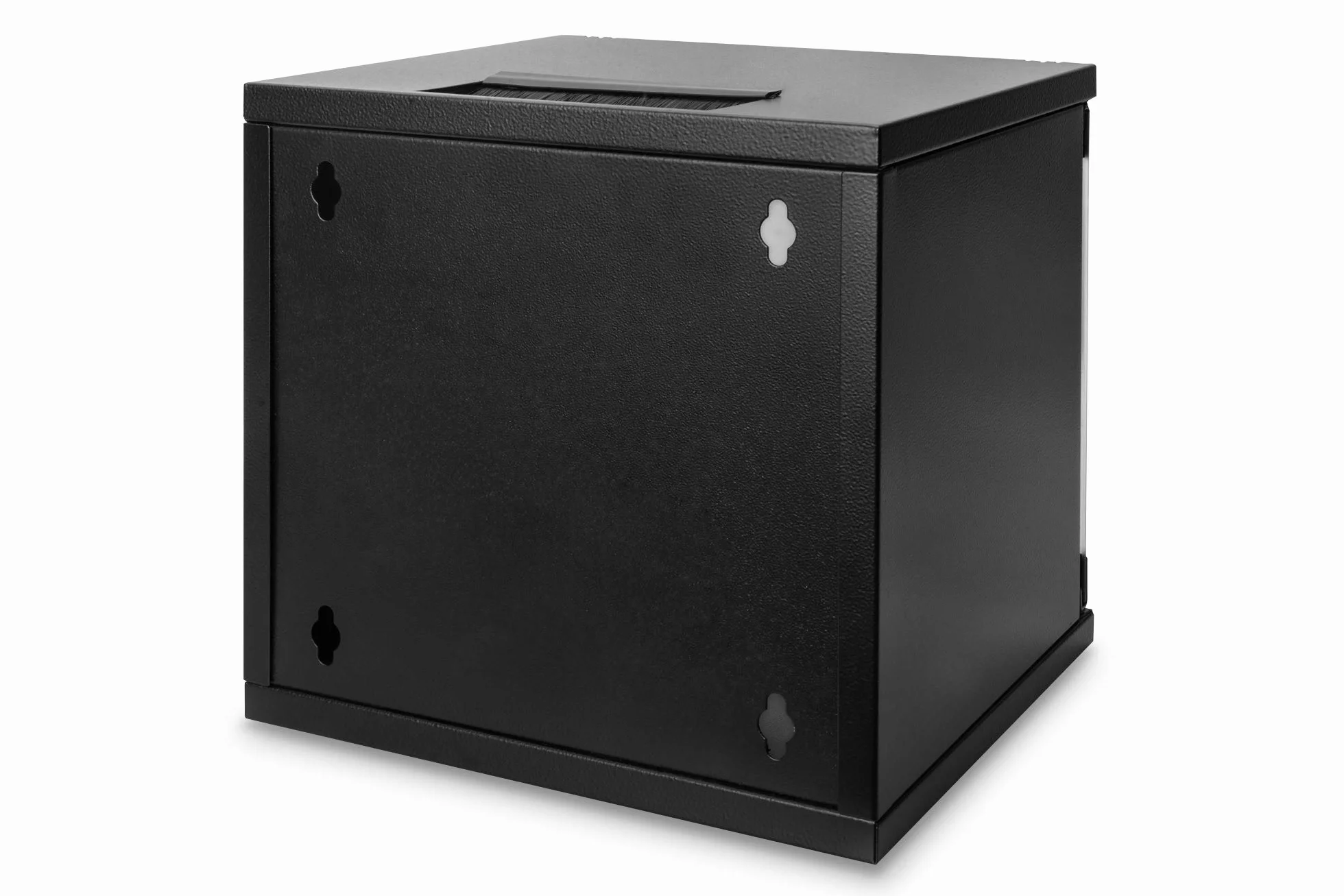 DIGITUS Szafka sieciowa 10 cali – 6U – montaż naścienny – wys. x szer. x gł. 330 x 312 x 300 mm – głębokość użytkowa 240 mm – nośność 30 kg – drzwi z bezpiecznego szkła – seria SOHO – czarny