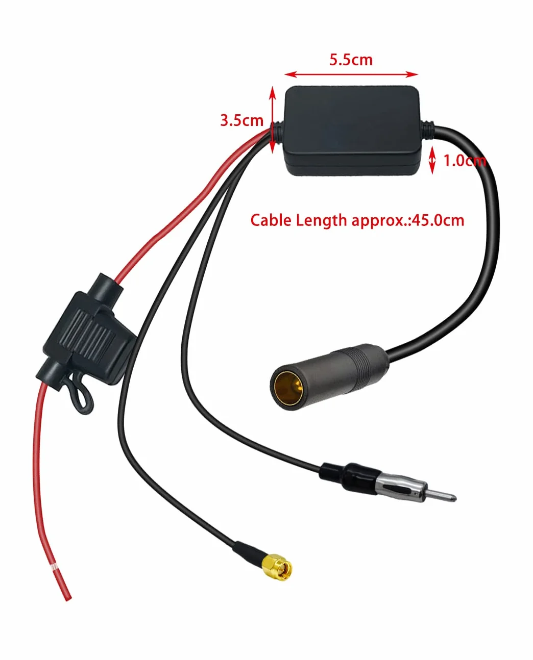 Vecys FM/AM DAB DAB+ Antena Samochodowa Wzmacniacz Sygnału DIN Męski do DIN żeński do SMA Męski Adapter 12V Radio Samochodowe Wzmacniacz Sygnału dla Audio Stereo Cyfrowe Radio Samochodowe