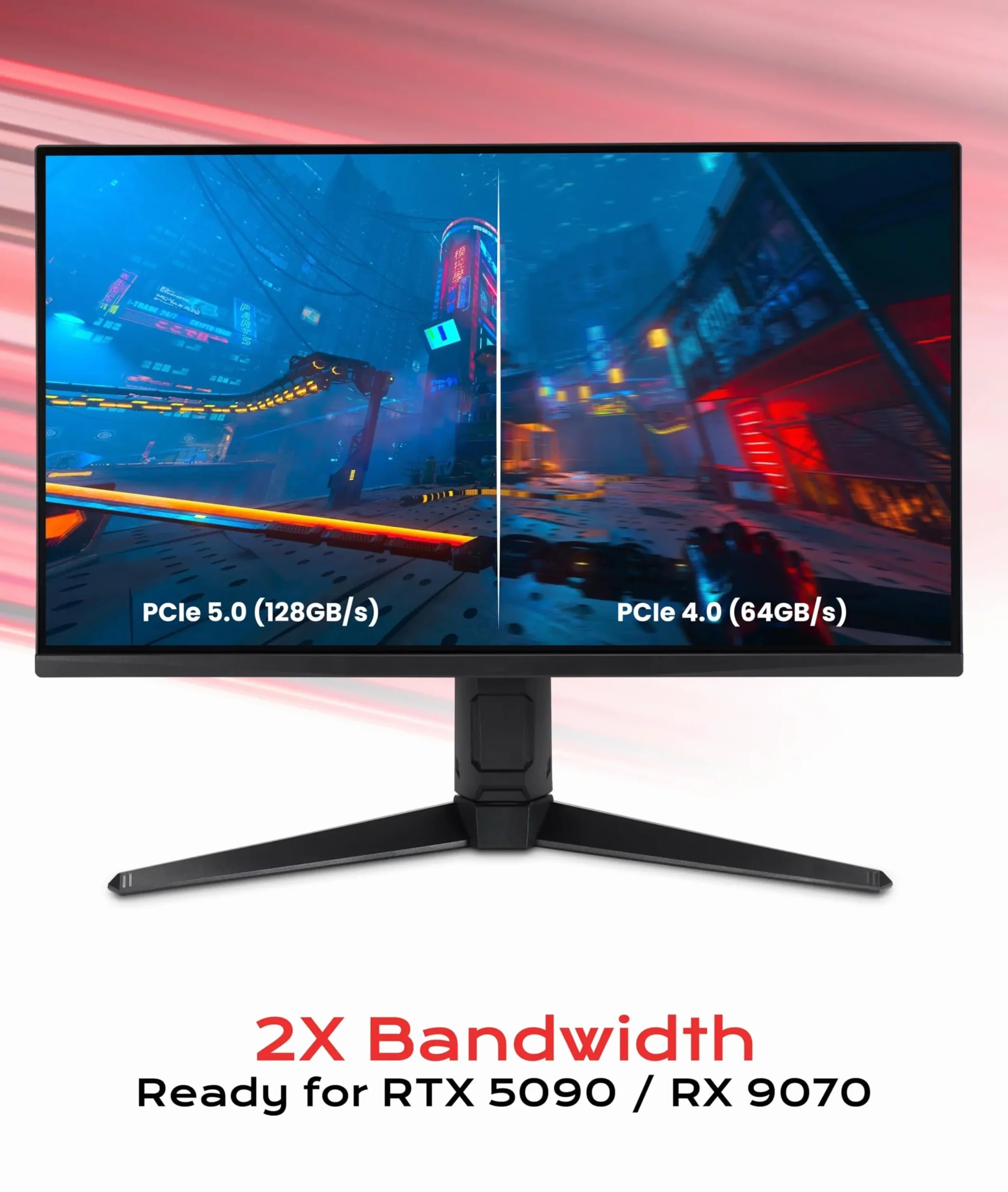 LINKUP Kabel PCIe 5.0 Riser | do pionowego montażu GPU | prosty | karta graficzna GPU Ready | do użytku z PCIe 4.0 i RX9070/RTX5090 | 50 cm (długość całkowita: 54 cm)