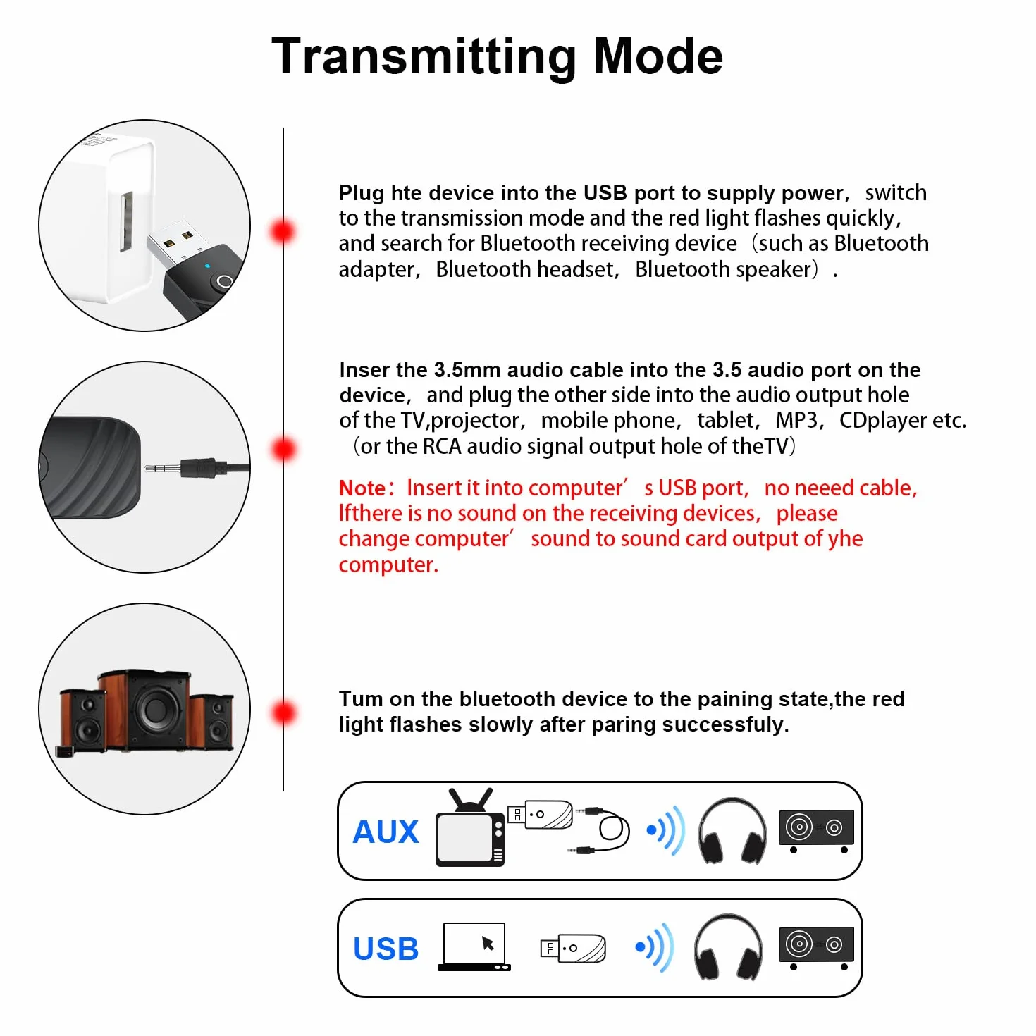 Adapter USB Bluetooth PC dongle BT5.0 do telewizora