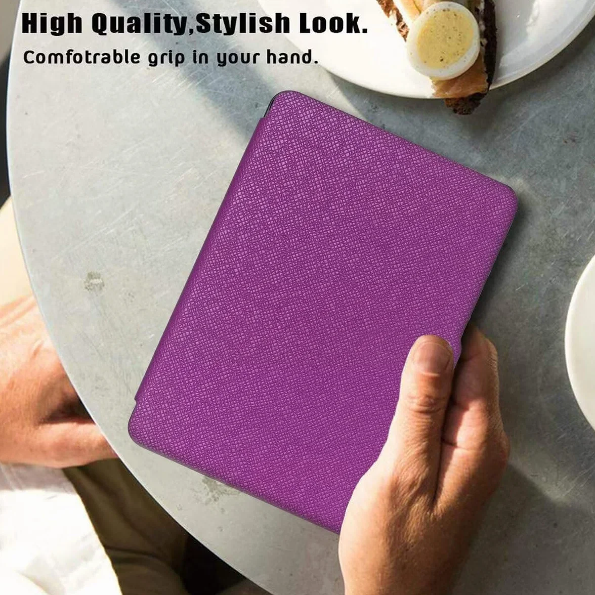 MOKASE Etui Compatible with 6 cal Kindle Paperwhite 10.Generacji 2018 (Numer Modelu: PQ94WIF), Ultra Cienki Syntetycznej Skóry Pokrowiec z Inteligentną Funkcją Auto Budzenia/Uśpienia, Purple