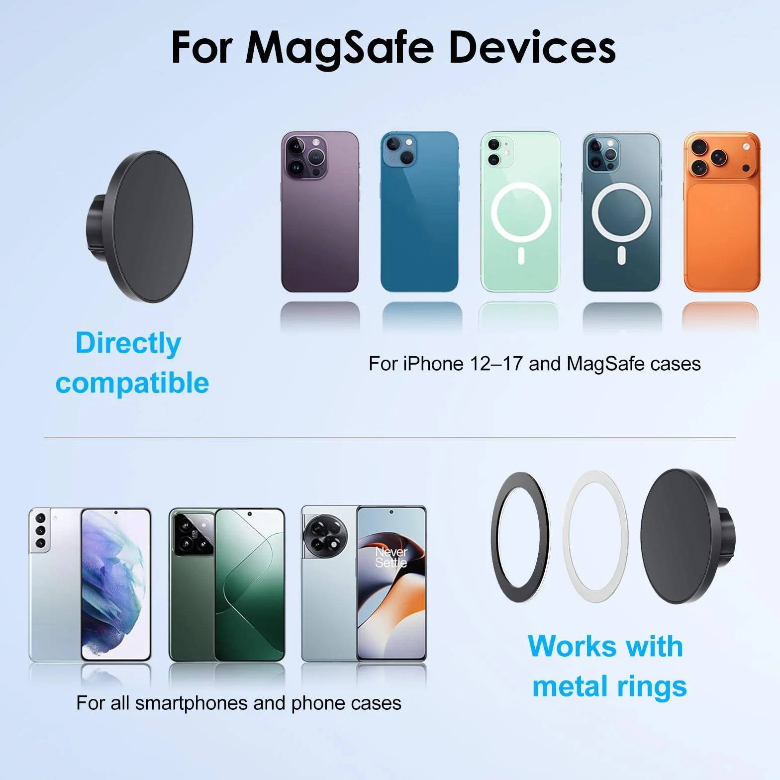 EEEKit Samochodowy uchwyt na telefon 2 w 1, magnetyczny kompatybilny z MagSafe do iPhone 17/16/15/14/13 Pro Max, Galaxy