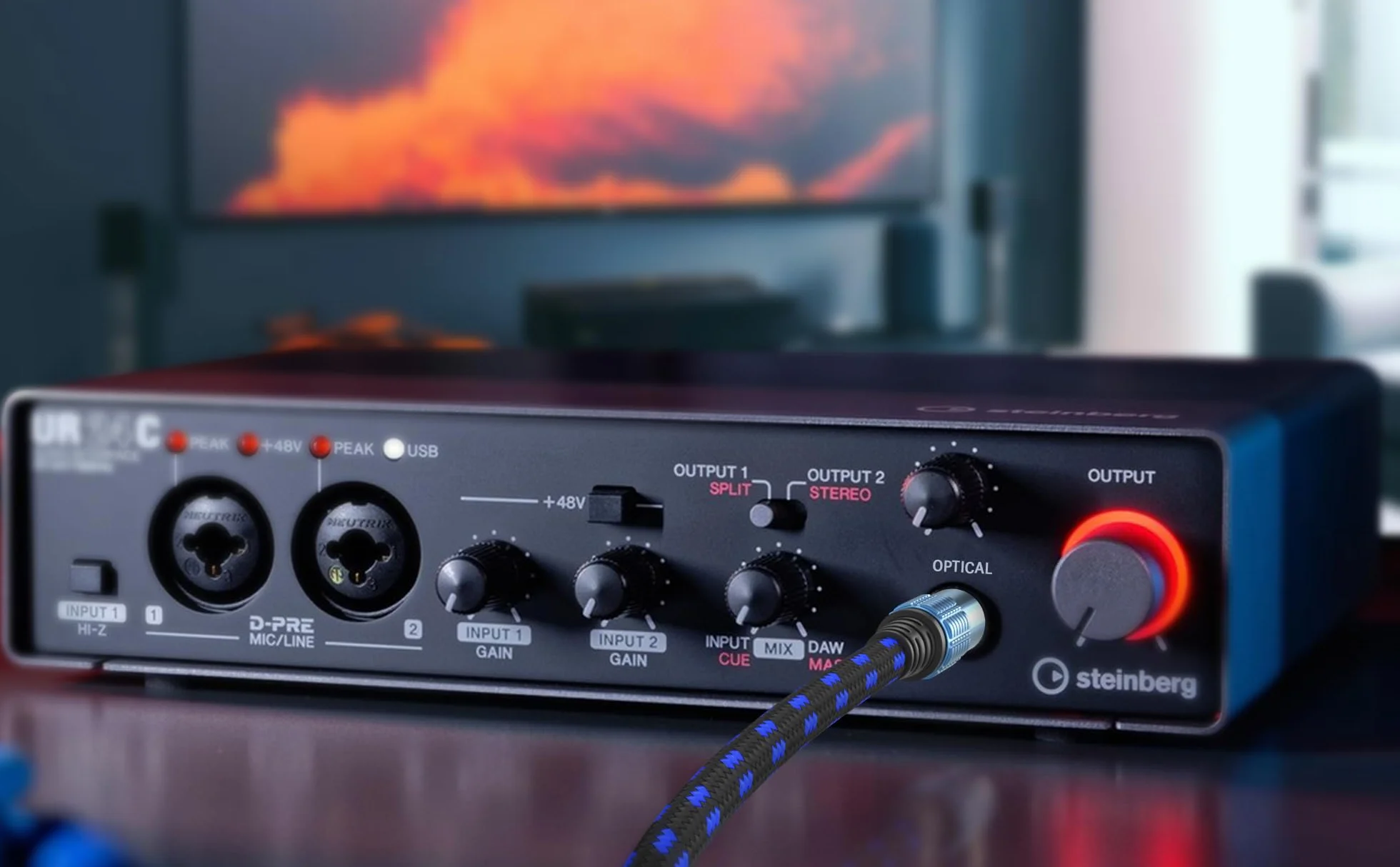 Kabel Ultra HDTV Premium Toslink 2-metrowy optyczny kabel audio, kabel cyfrowy z zabezpieczeniem przed załamaniem, nylonową osłoną, odciążką i całkowicie metalowymi wtykami z doskonałym dopasowaniem
