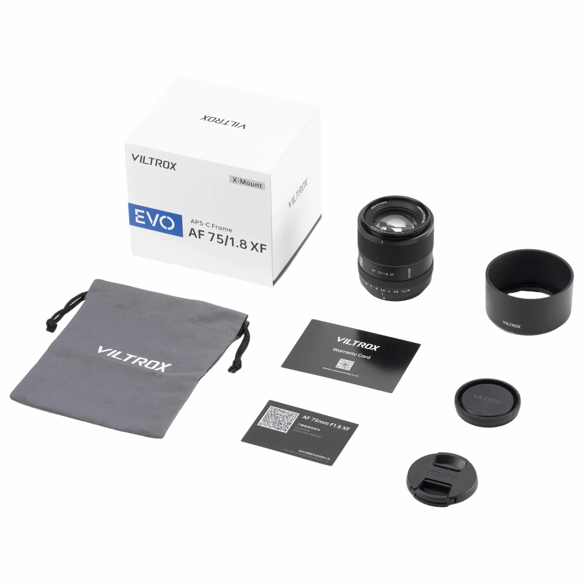 VILTROX Obiektyw 75 mm f/1.8 EVO XF, AF 75 mm F1.8 duża przysłona autofokus APS-C Prime obiektyw kompatybilny z aparatami bezlusterkowymi Fuji X-A7 X-E3 X-H1 X-M1 X-PRO2 X-T2 X-T5 X-T50 X-S20 X-H2S