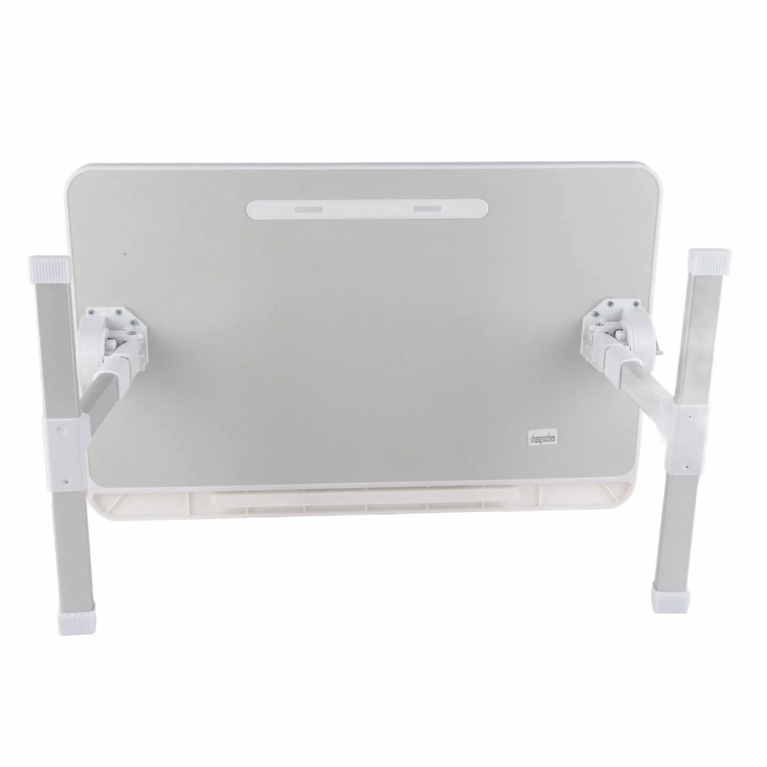Stolik Przy łóżku na Laptopa ze Składanymi Nogami Obrotowy Pulpit ze Stopu Aluminium do Czytania w Pracy, z regulacją Wysokości Przenośny Stolik Przy łóżku 23,6 X 15,7 Cala (Ciepły biały)