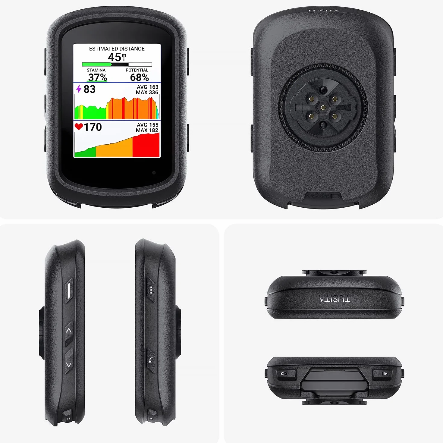 TUSITA Silikonowe Etui Kompatybilny z Garmin Edge 540 | 540 Solar | 840 | 840 Solar - Czarny