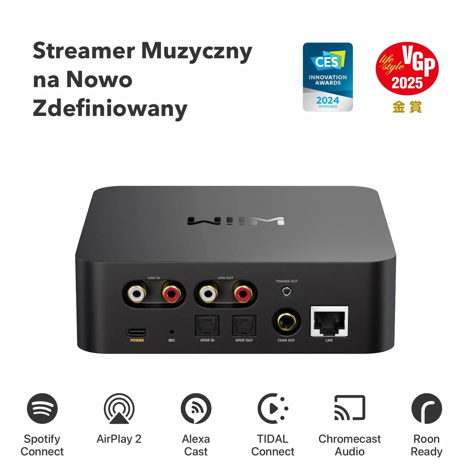 WiiM Pro – Odbiornik AirPlay 2, Google Cast Audio, Wielopokojowy Strumieniowy Oodtwarzacz Wi-Fi, Zgodny z Alexą, Siri i Asystentem Google (WiiM Pro Plus)