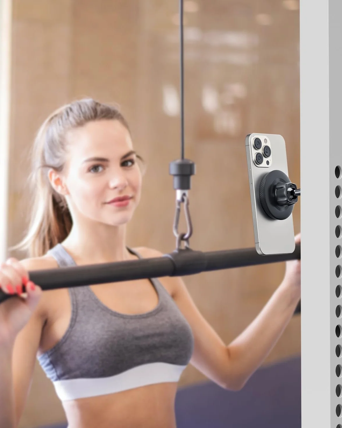 APPS2Car Magnetyczny Uchwyt na Telefon do Siłowni, Kompatybilny z MagSafe, Obrót 360°, do Smartfonów 11,9-16,5 cm, Podstawa i Przegub ze Stopu Metalu, Czarny