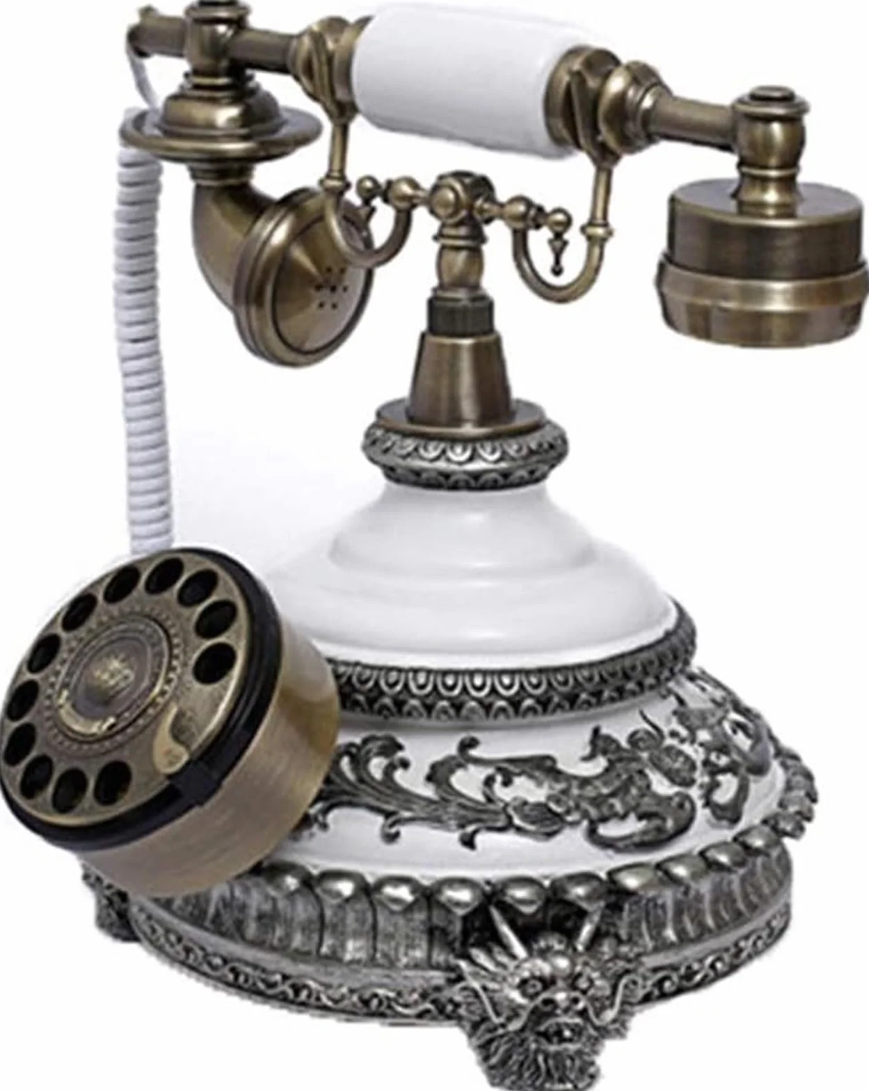 Telefon stacjonarny do domu europejski antyczny telefon telefony z tarczą obrotową Retro stacjonarny telefon biurkowy, telefon przewodowy