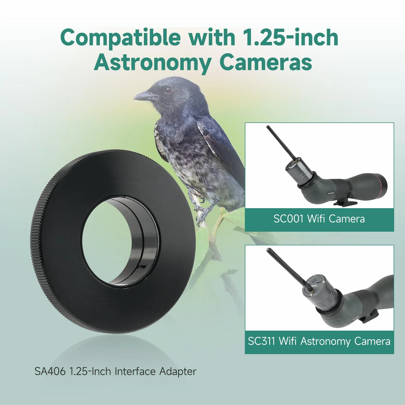 Svbony SA401 APO Luneta Obserwacyjna 25-75x100 z SC001 WiFi Kamerą Ptaków | Obiektyw ED Apochromatyczny FMC, z SC001 WiFi Kamerą, SA406 Adapterem do Aparatu, IPX6 Wodoodporny, do Fotografii
