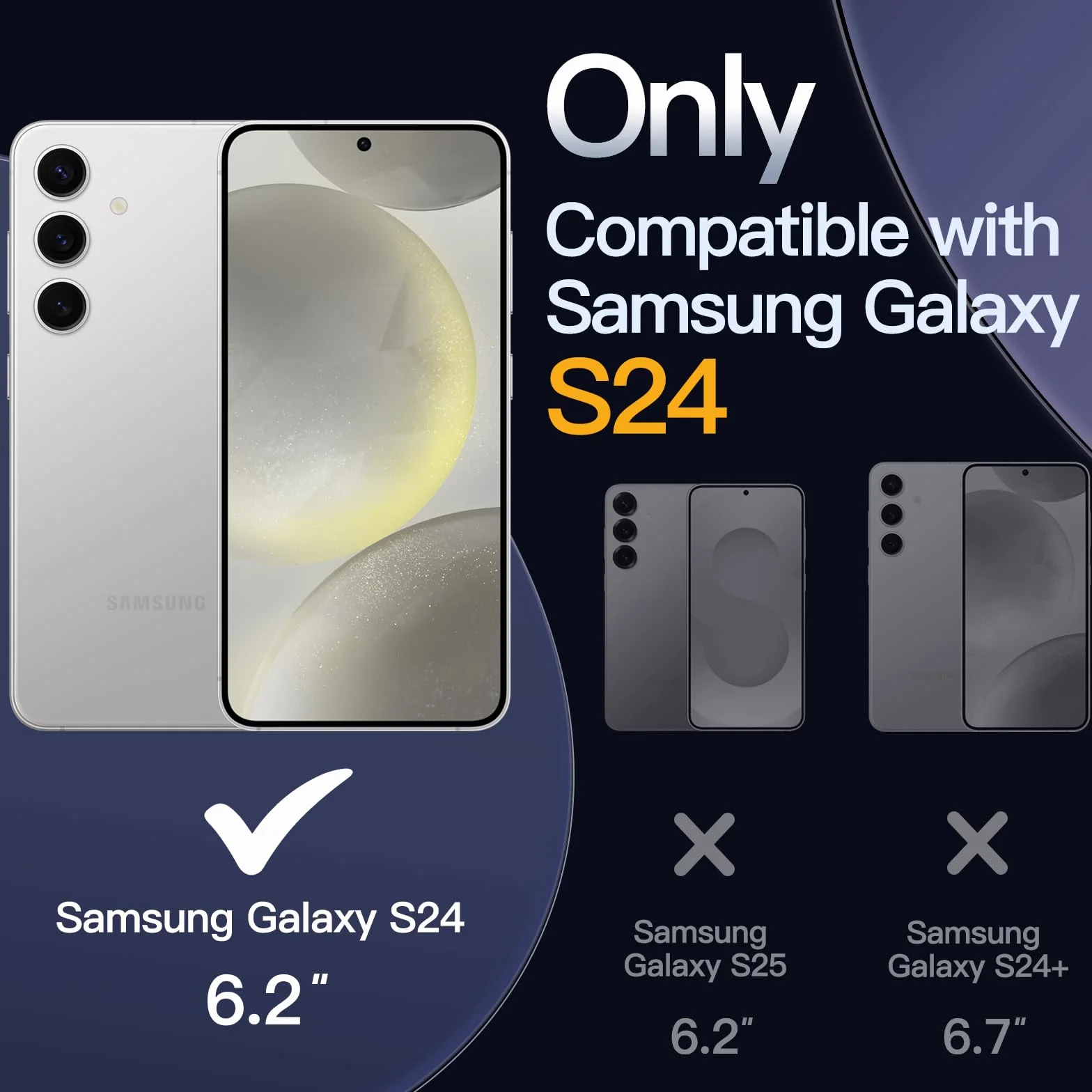 JETech Etui 5 w 1 dla Samsung Galaxy S24 5G, Szkło Hartowane Ochraniacz Ekranu i Osłona Obiektywu, Nieżółknącą Odporny na Wstrząsy Osłona (Przezroczyste)