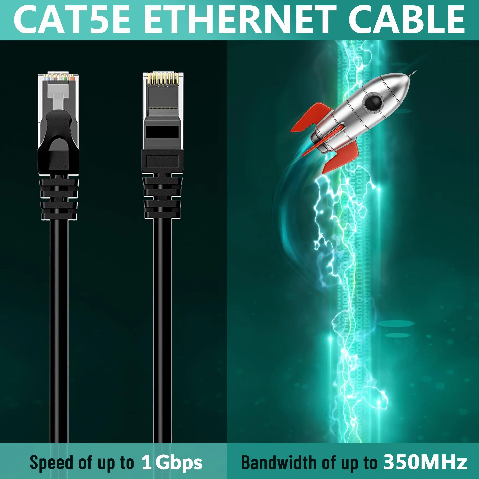 Kabel Ethernet 20M cat5e do użytku na zewnątrz,wodoodporny kat. 5e LAN,instalacja bezpośrednia,RJ45,24 AWG,1,0 Gbit/s 350 MHz,CCA,UTP,do kamery POE,routera,modemu,z 25 opaskami kablowymi