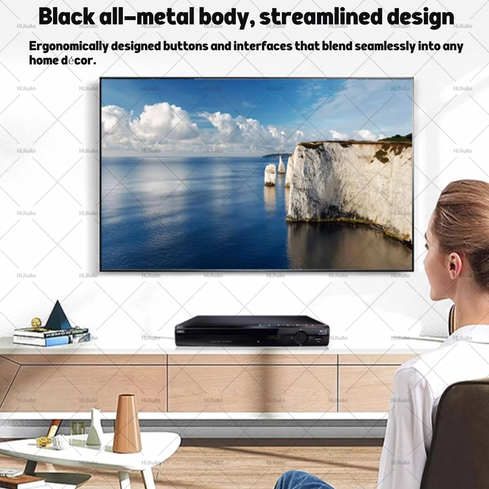 Odtwarzacz DVD, odtwarzacz Blu-ray 1080P HD, odtwarzanie płyt bez regionu, wyjście HDMI i koncentryczne, zwiększona wydajność wizualna, obsługuje formaty DVD, CD i VCD