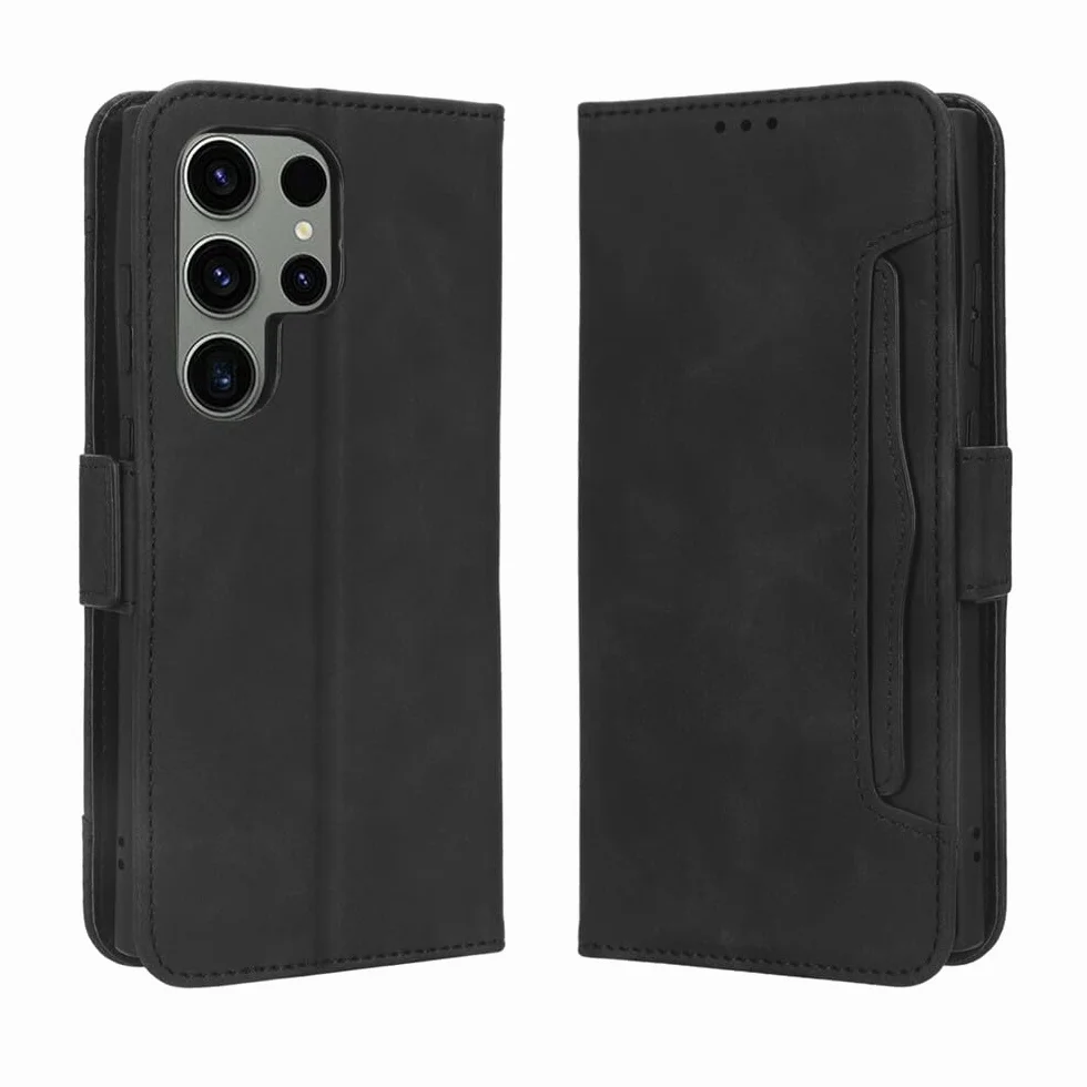 Generic etui kompatybilne z Samsung Galaxy S21 (kolor: czarny) Multi Wallet Skórzane etui z klapką Magnetyczne retro