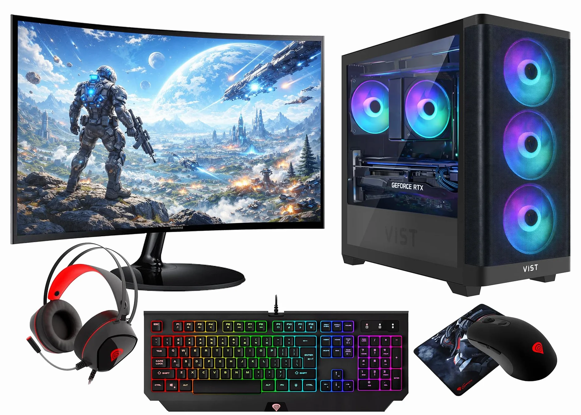 ZESTAW DO GIER RGB Ryzen 7 5700X RTX 5060 16GB SSD 1TB WIFI W11 27" DLSS 4